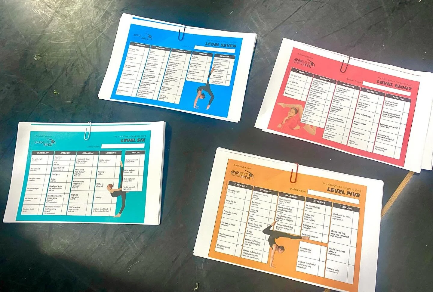 We are excited for the year ahead. All of our classes are prepped and ready for an amazing season! Each student with any acro or tumbling part of their class will receive a progress card to track their achievements! you can still enroll and join us!!