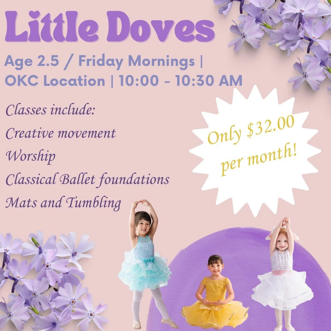 Calling all dancers ages 2.5 - 3! We have a class JUST for you! Become introduced to dance in our &quot;Little Doves&quot; class! We have 3 more spots available and would love to have more dancers with us this year! Please email dovedanceoffice@gmail