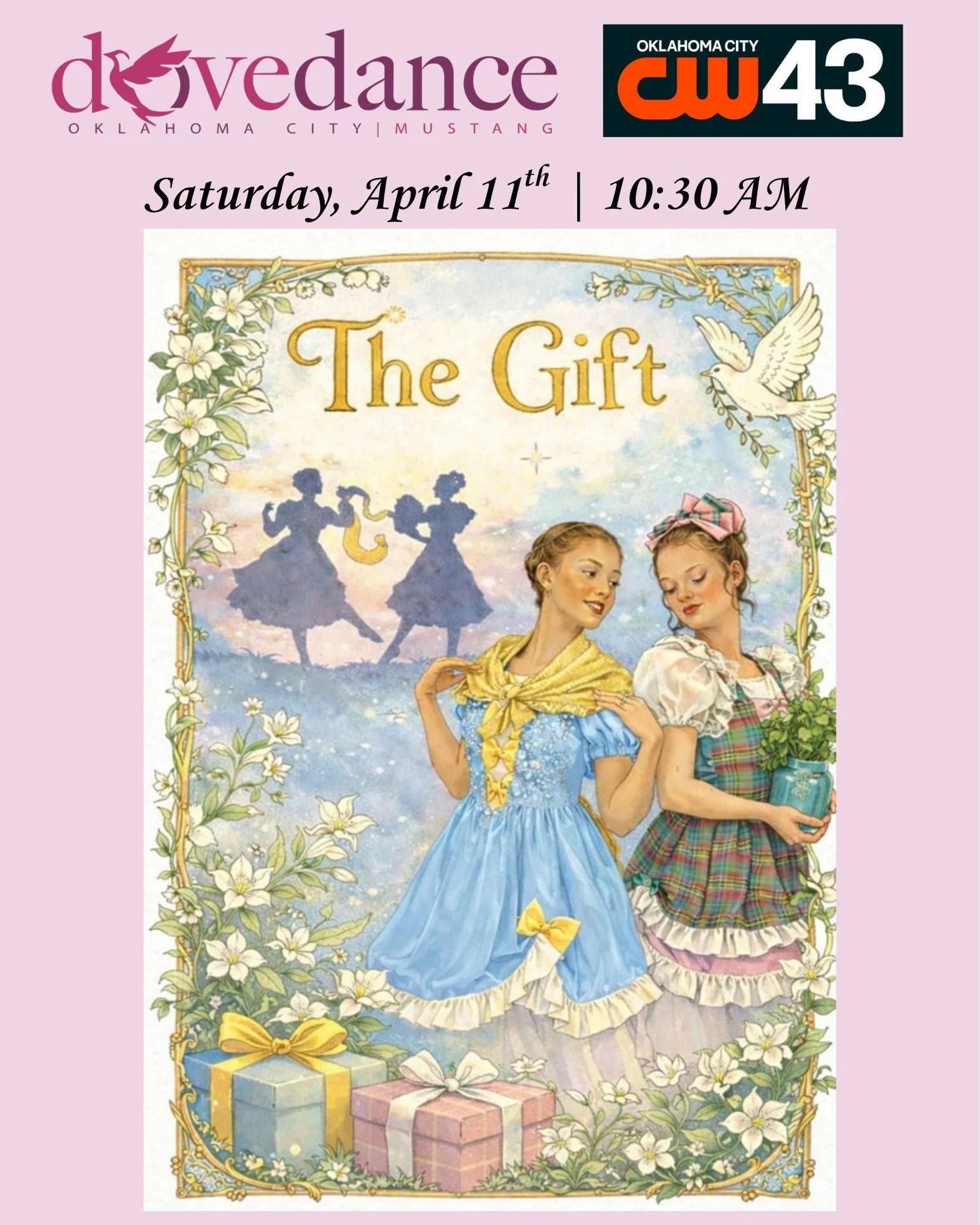 Just 20 days away from our ballet "The Gift" being televised STATE WIDE on Channel 43! Tune in Saturday, April 12th at 10:30am to watch this beautiful presentation from our students! Share this post so our dancers have a big audience on thi