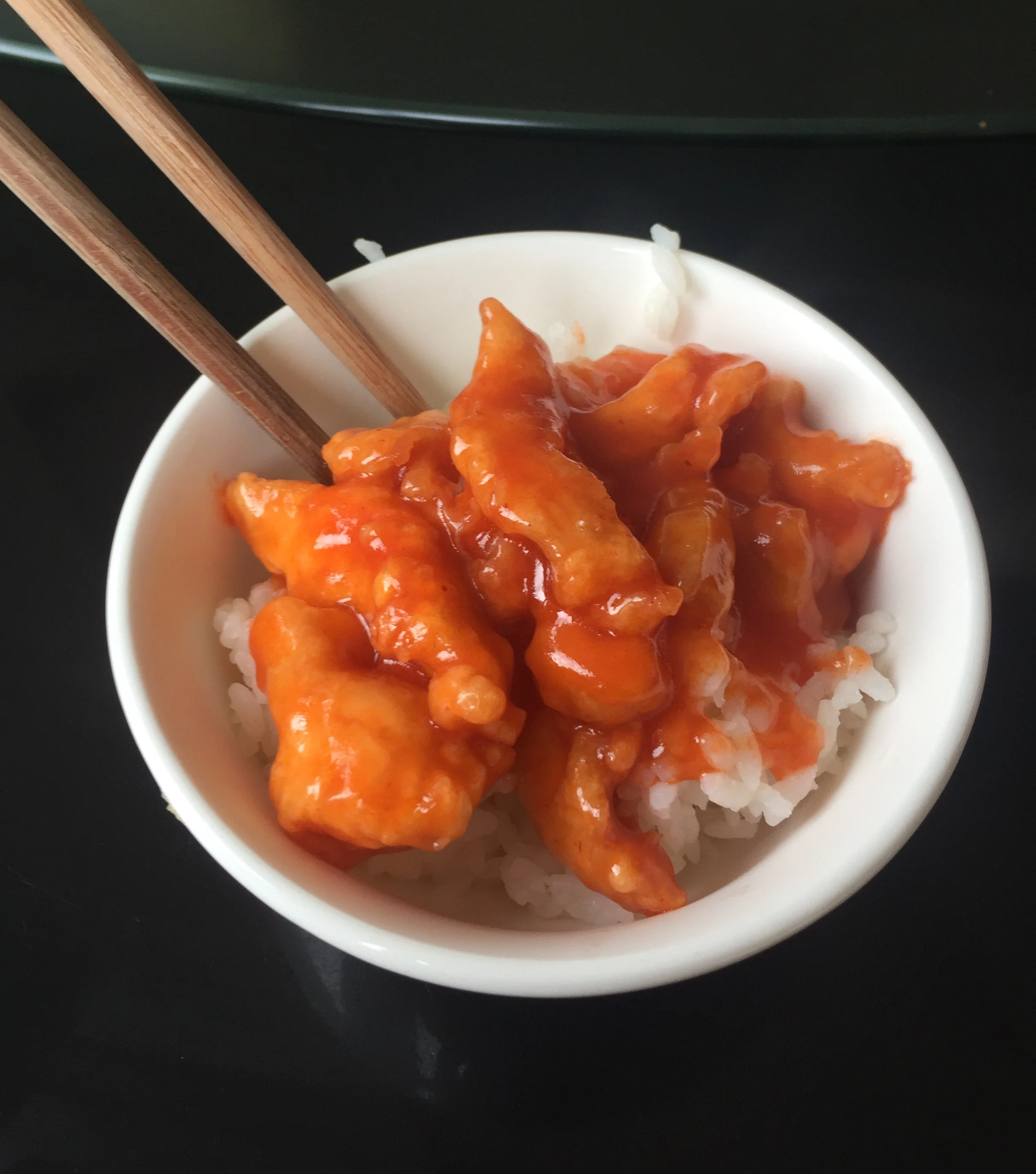 Sweet & sour chicken... by far my fav here. Can you tell how small the bowls are? Talk about portion control. LOL