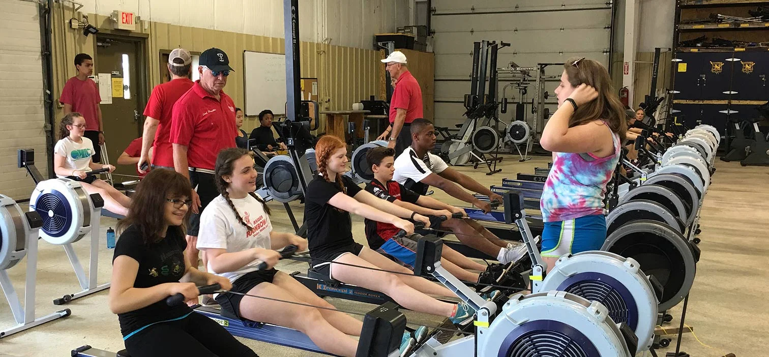Erging at Summer Learn to Row.