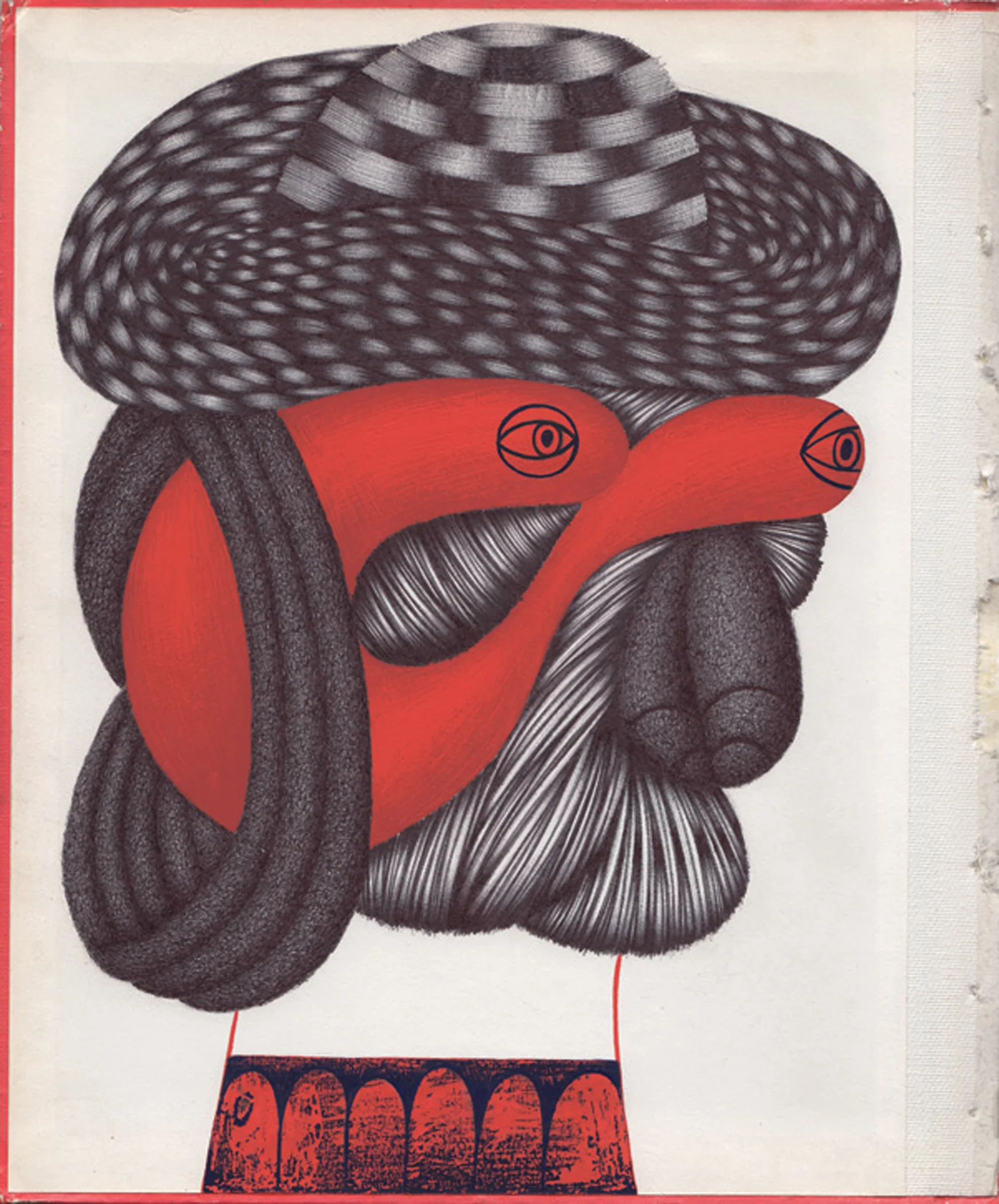 Steed Pencil, pen, and gouache on found book cover 9 3/4 x 8 1/2 inches $2,200.00