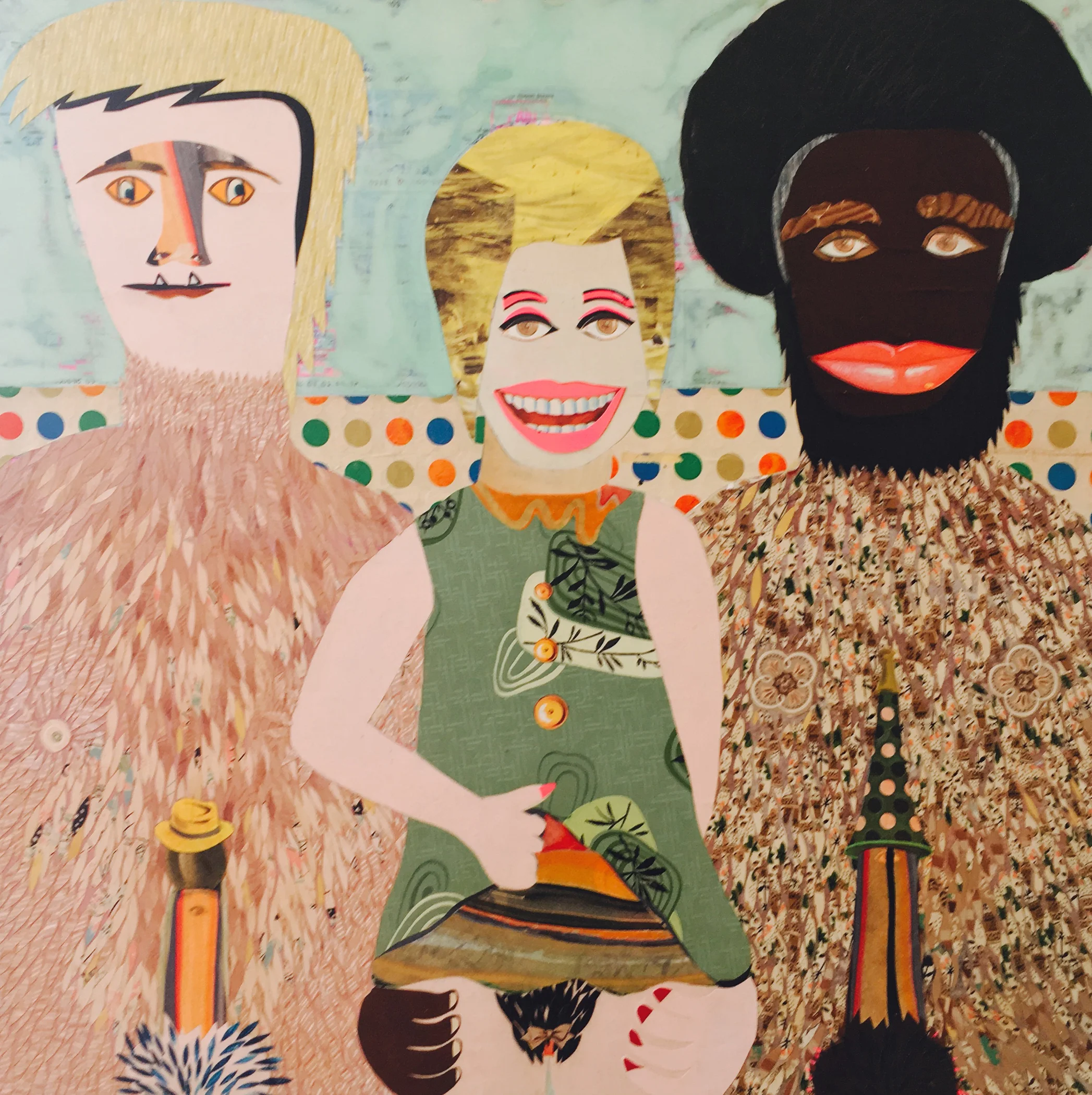 Charlie, Darl, and Camron Mixed medium on canvas 30 x 30 inches $4,500.00