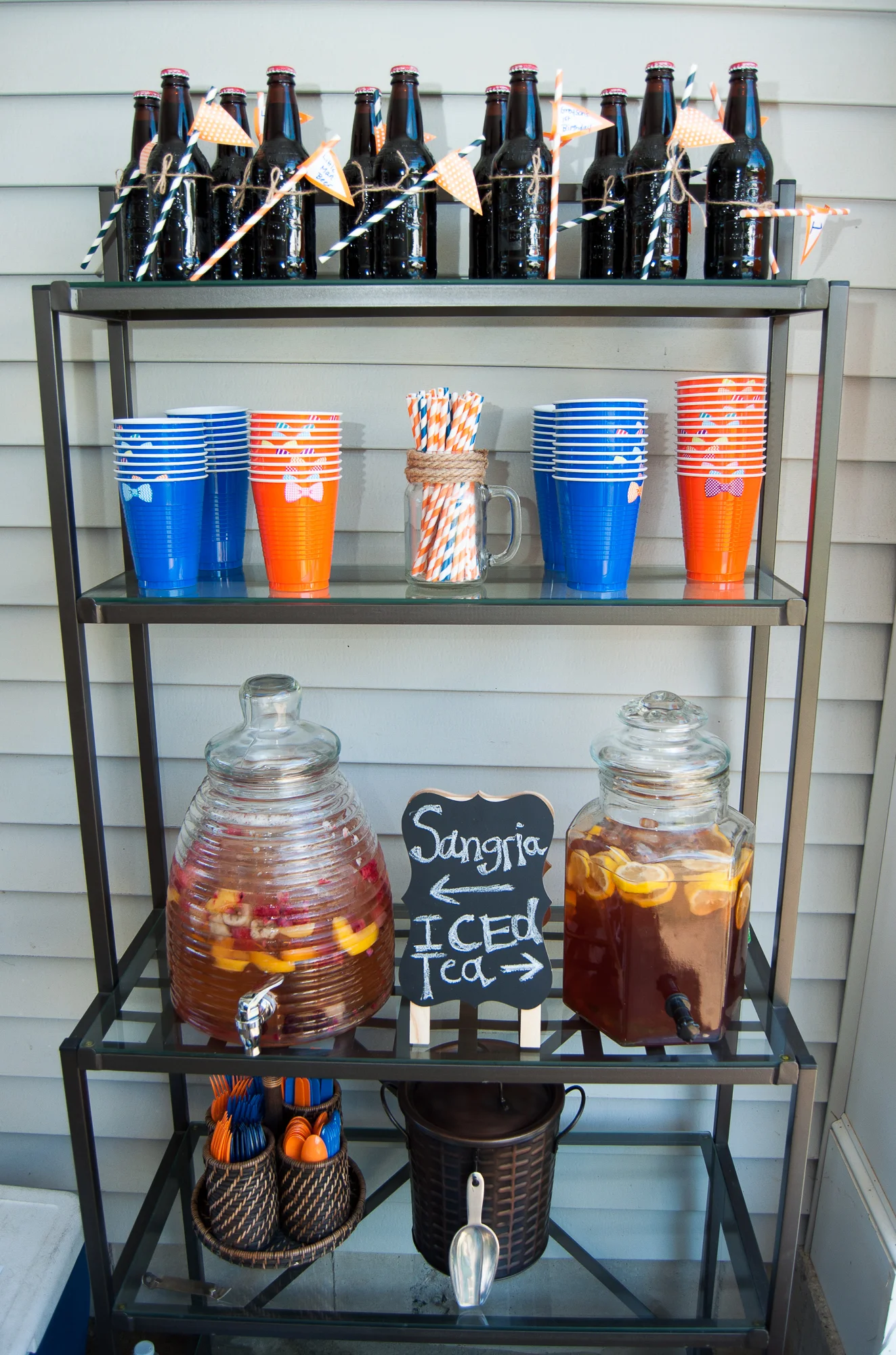 Drink station for my son's little man first birthday party. 