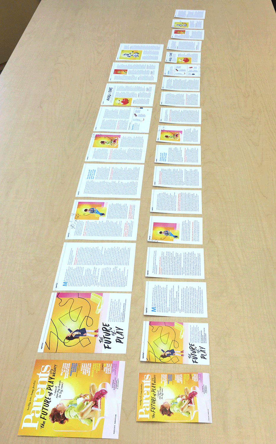      The Problem   Here is an example of a 10-inch story (on top row) and the 7-inch version (bottom row). In the 10-inch design, we used a 2-column grid for the text, while in the 7-inch design we could only use a single column. It was a pretty  ine