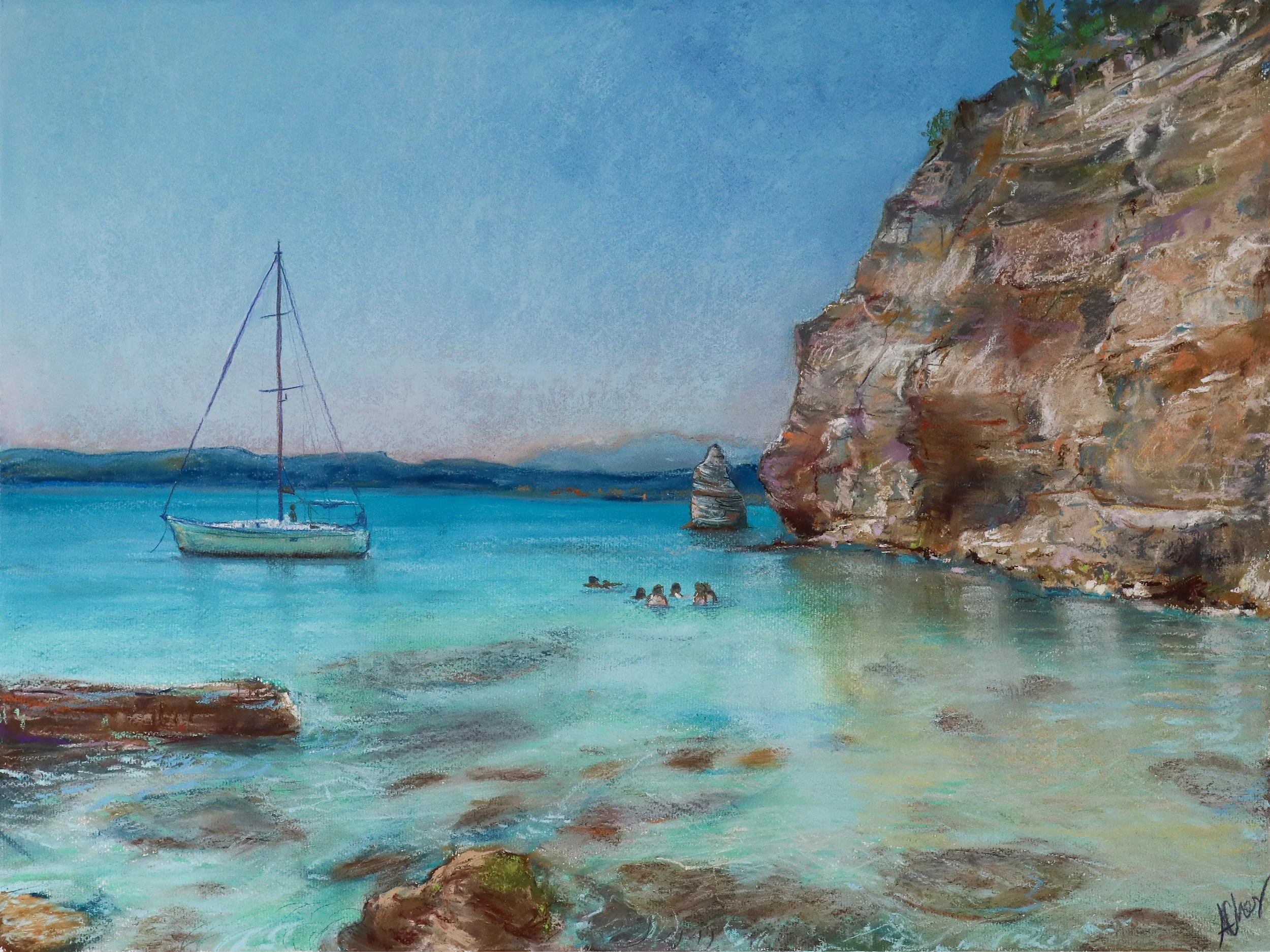 Greece, Pastel Painting, 2025