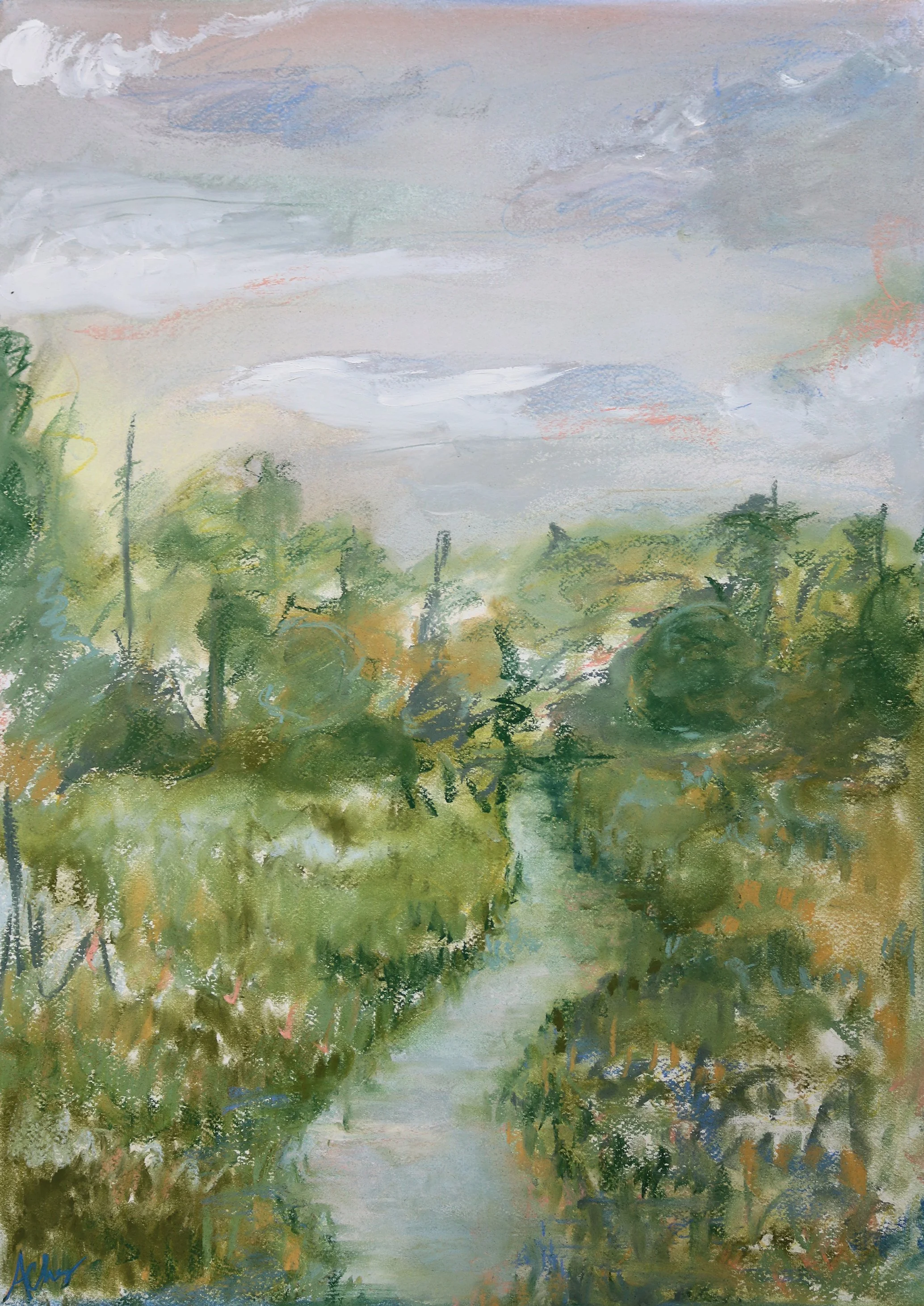 Acadiana Bayou, Pastel on Paper, 2024