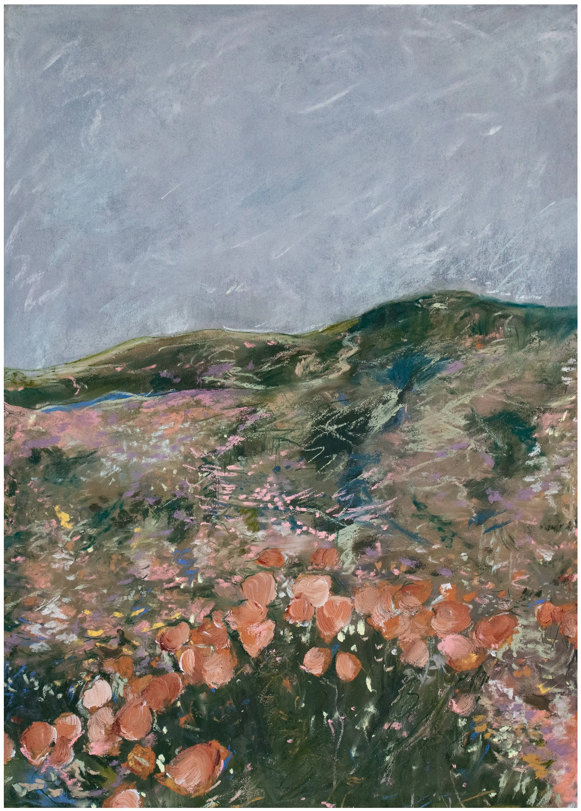 Poppies N.1, Pastel on Paper, 18x22", 2025