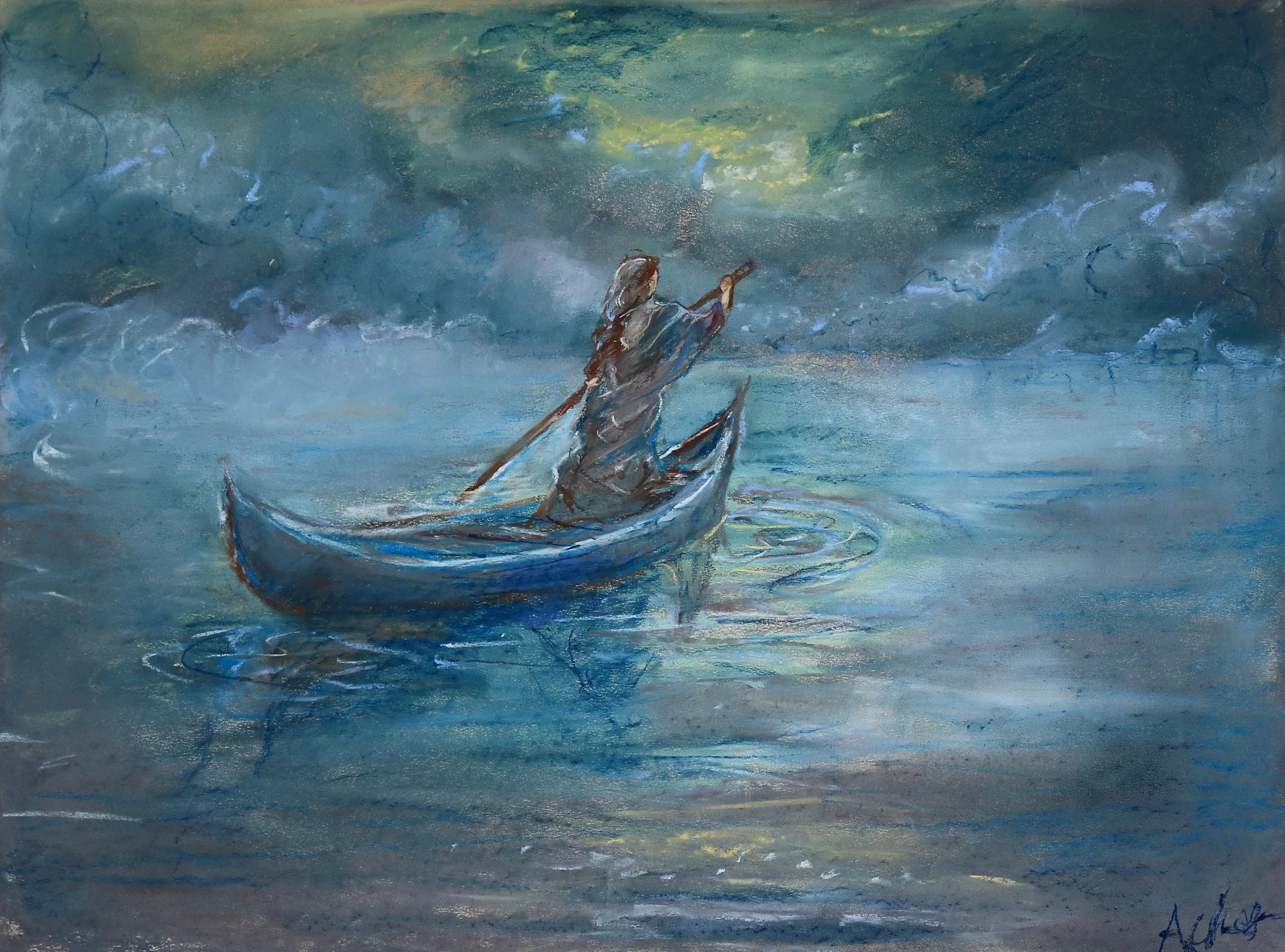 River Styx, Pastel on Paper, 2025