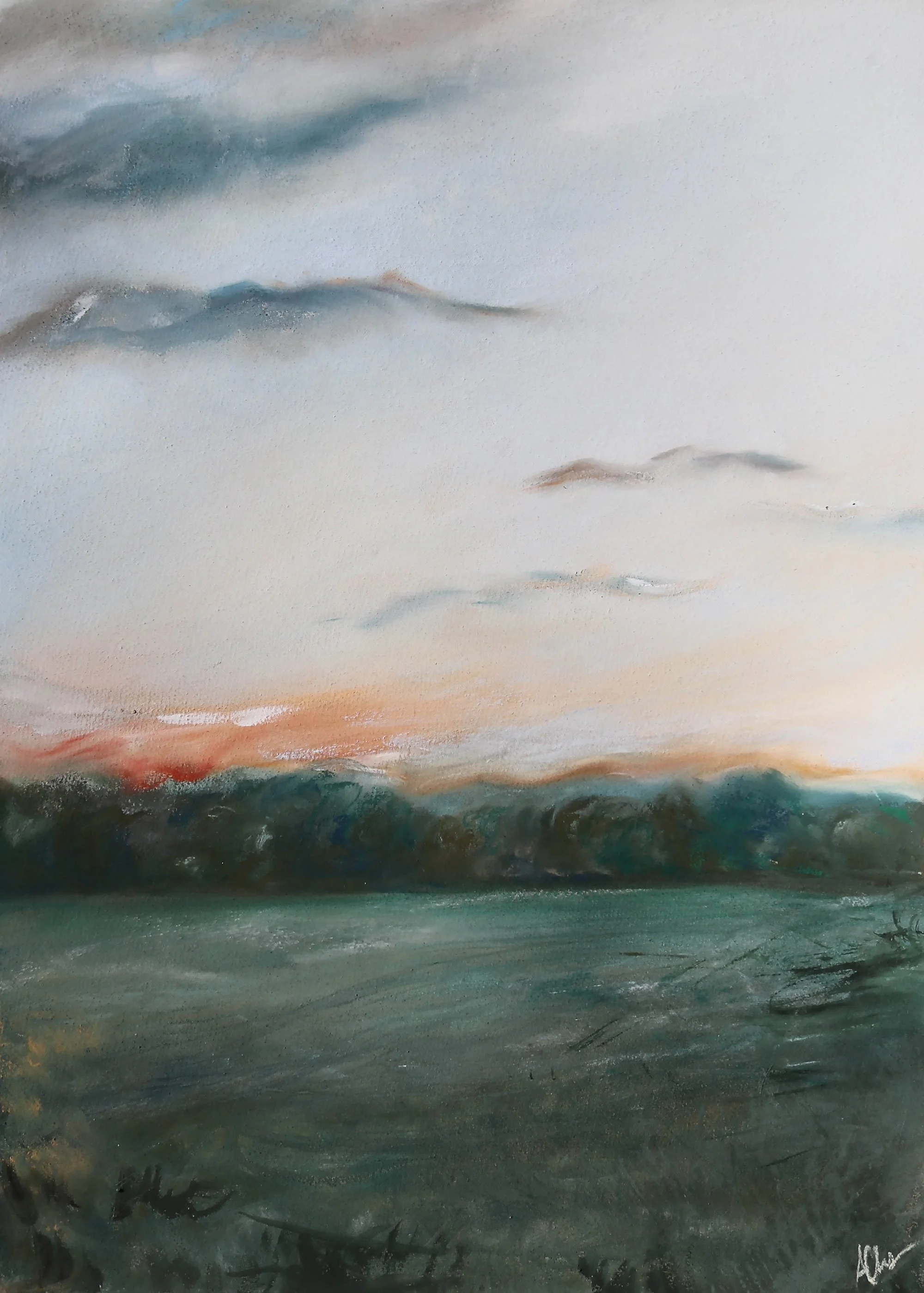 Winter Skies, Pastel on Paper, 22x30", 2022