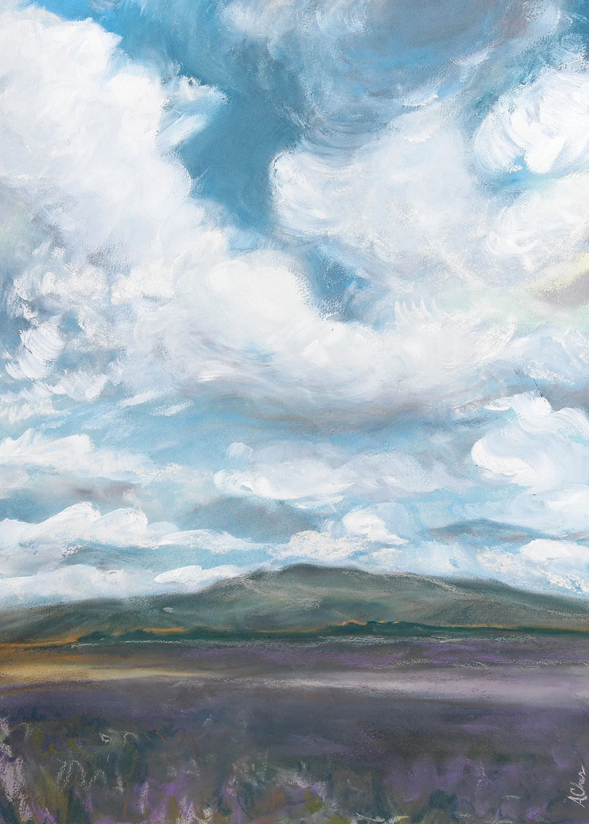 Lavender Fields n.2. Paste on Paper, 22x30", 2022