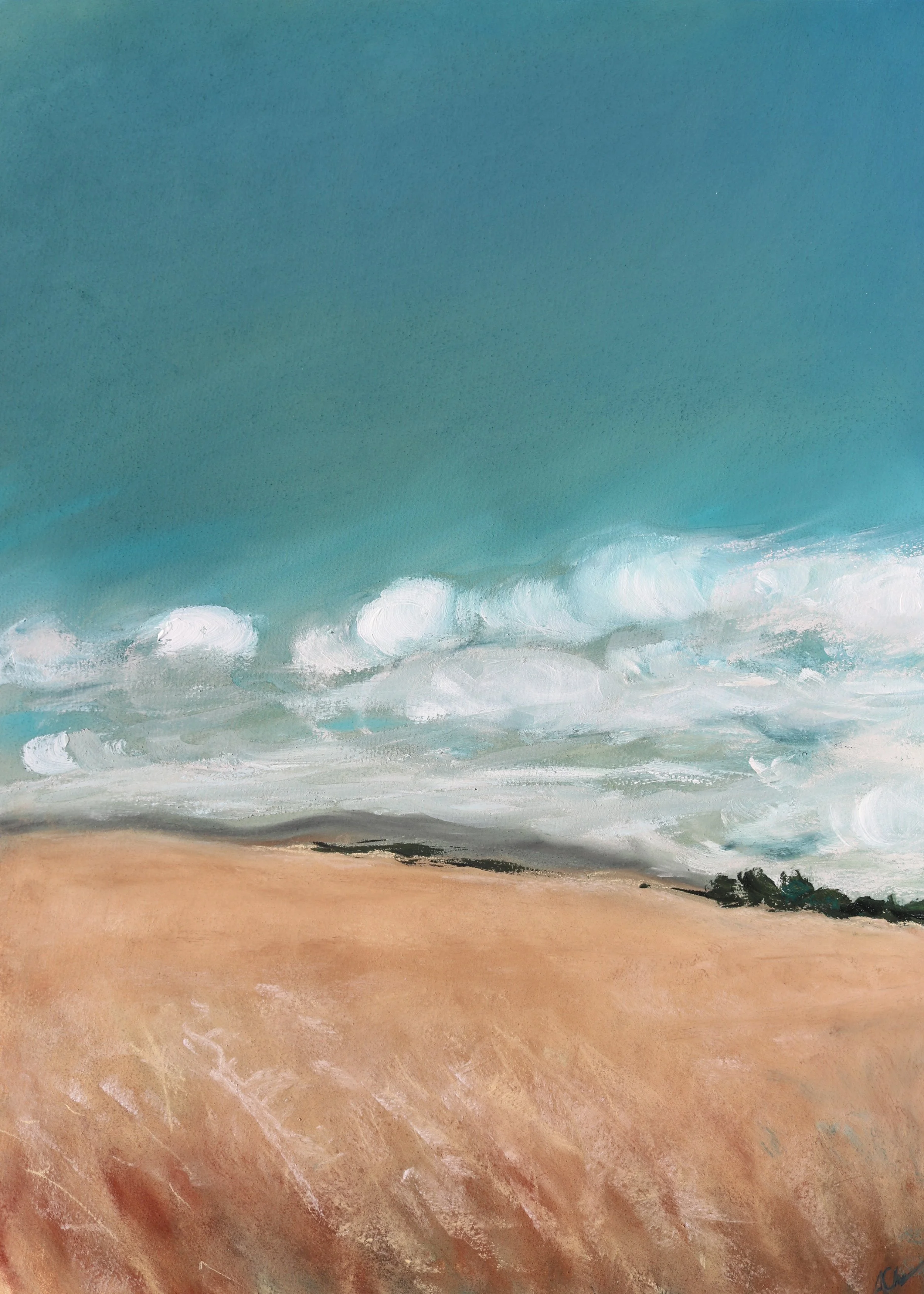 Wheat Fields of Provence n.2, Pastel and Paint on Paper, 22x30", 2022