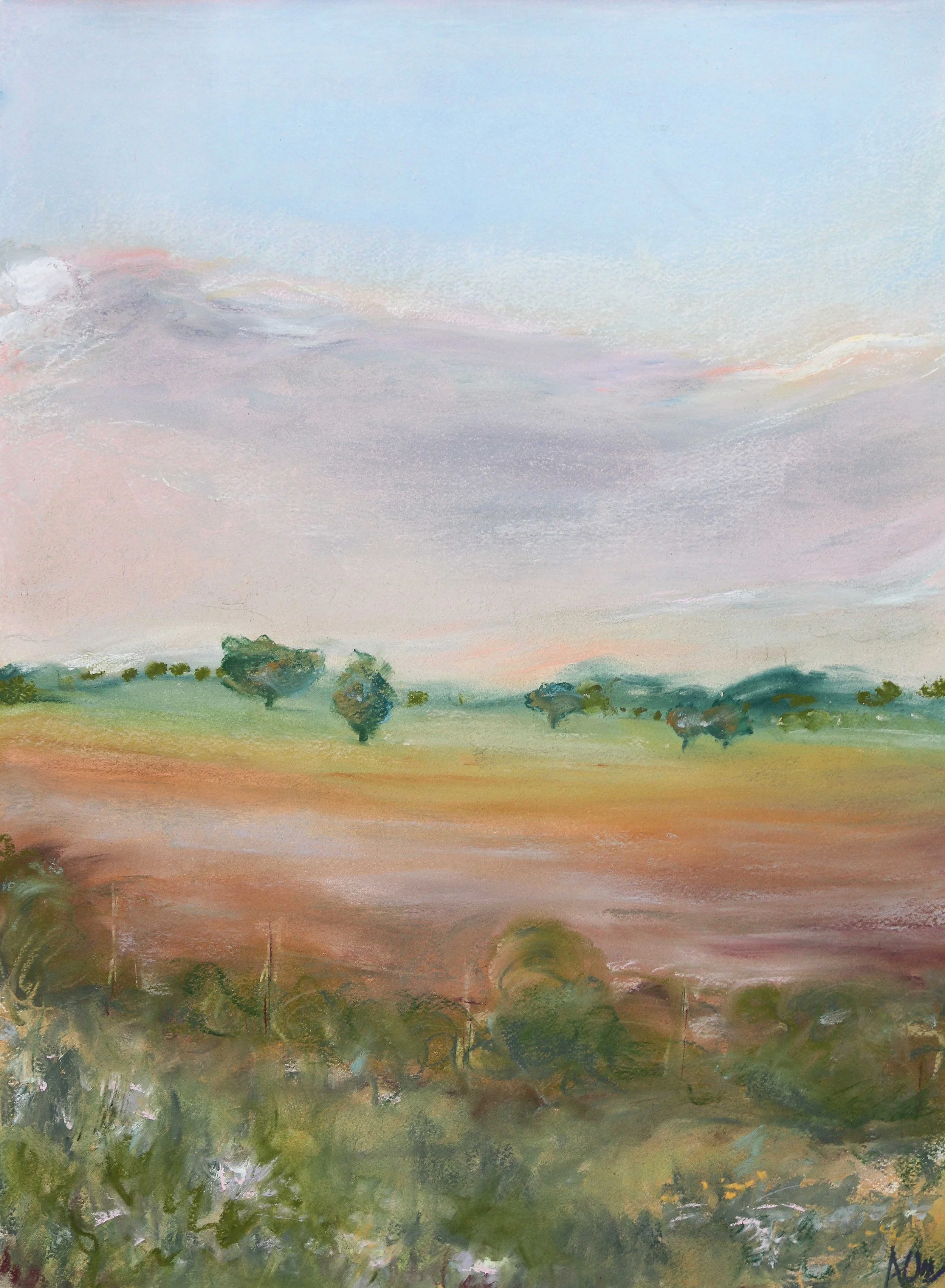 Texas Highway, Pastel on Paper, 22x30", 2024