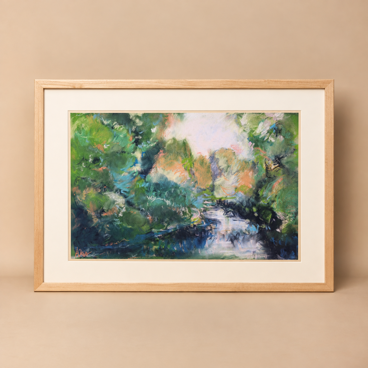 Framed Impressionist Forest River Art_Avery Ches Art.png