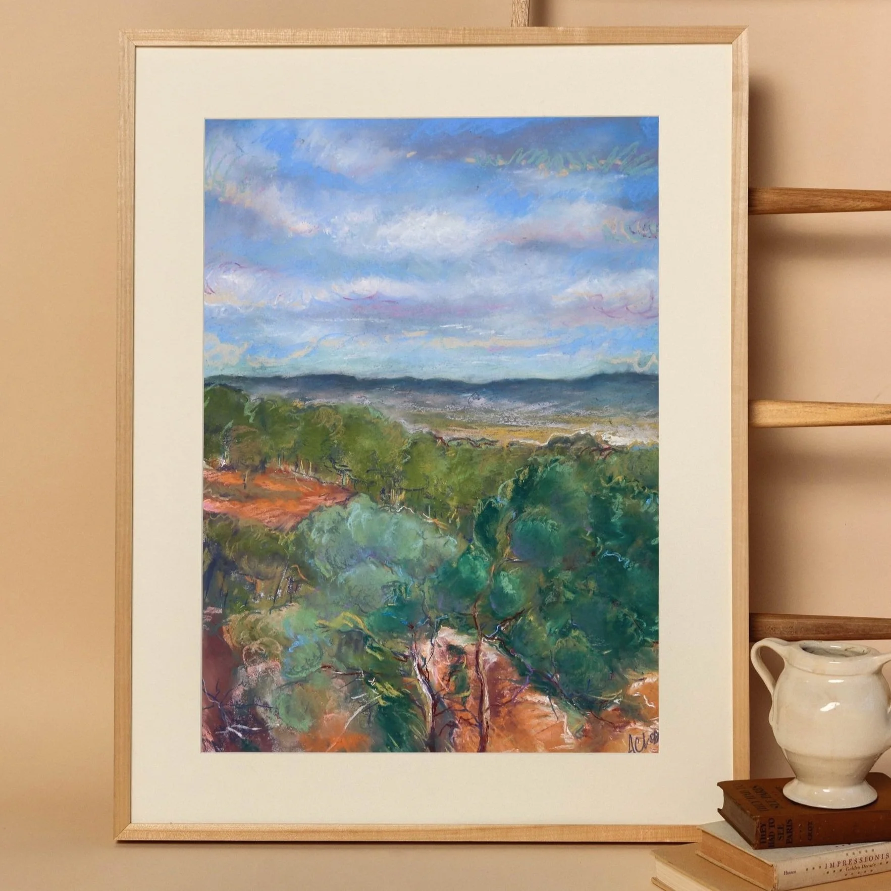 Roussillon, Original Chalk Pastel Painting