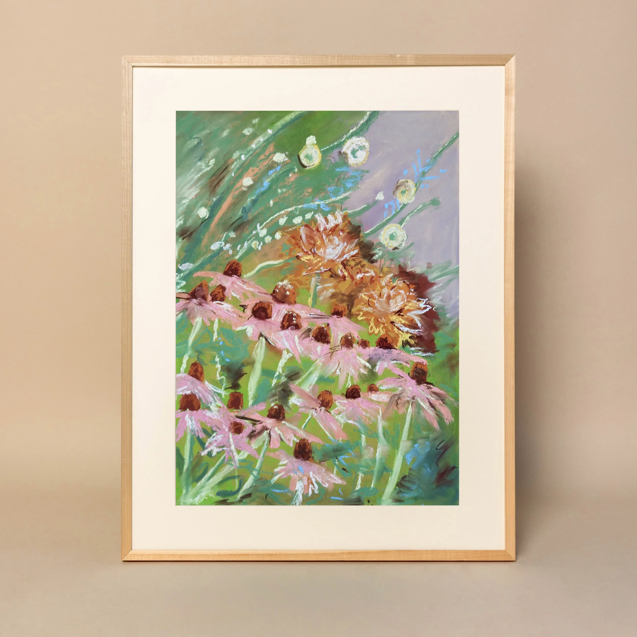 CONEFLOWERS, Original Chalk Pastel Painting