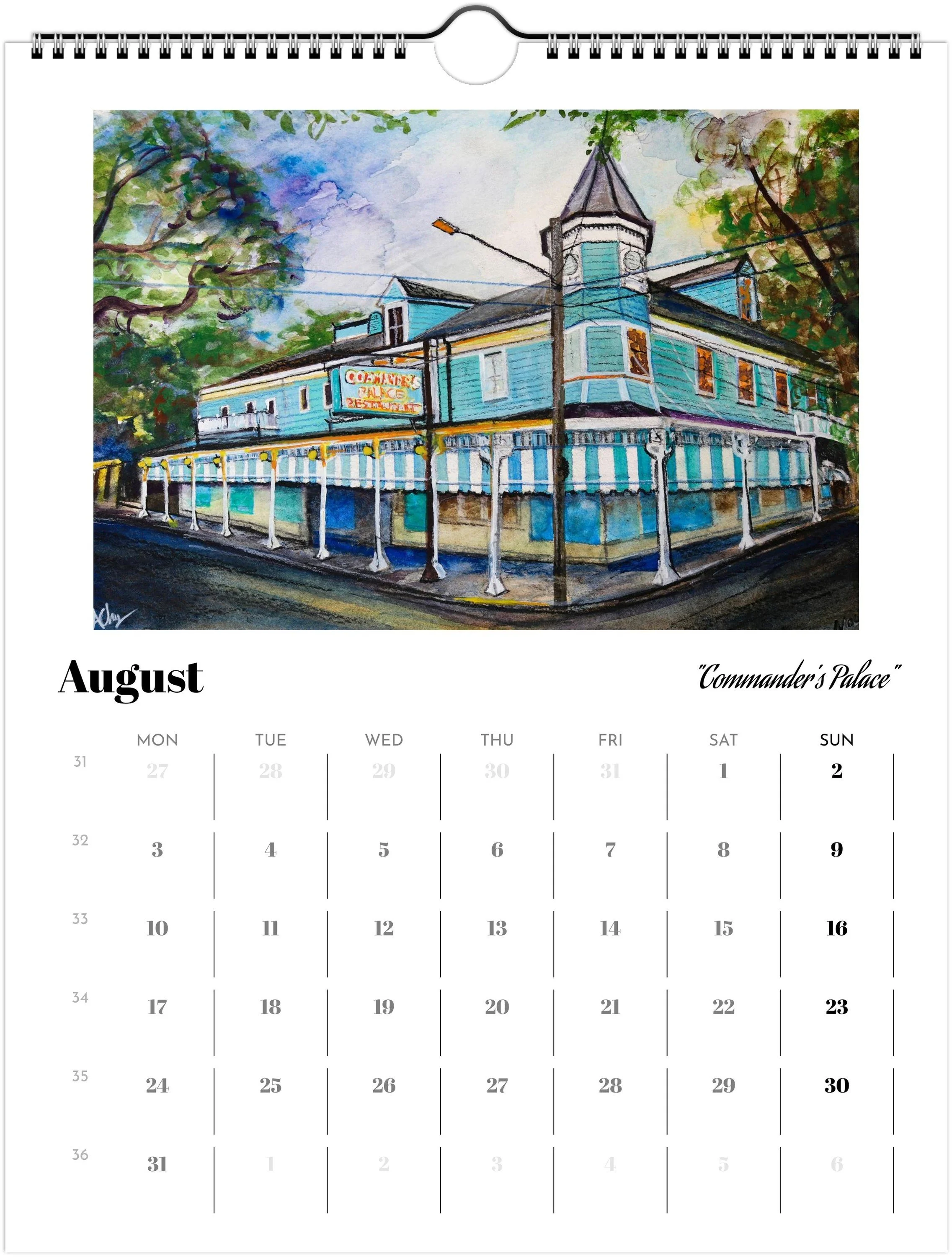 Calendar New Orleans Local Art 2026 Avery Ches