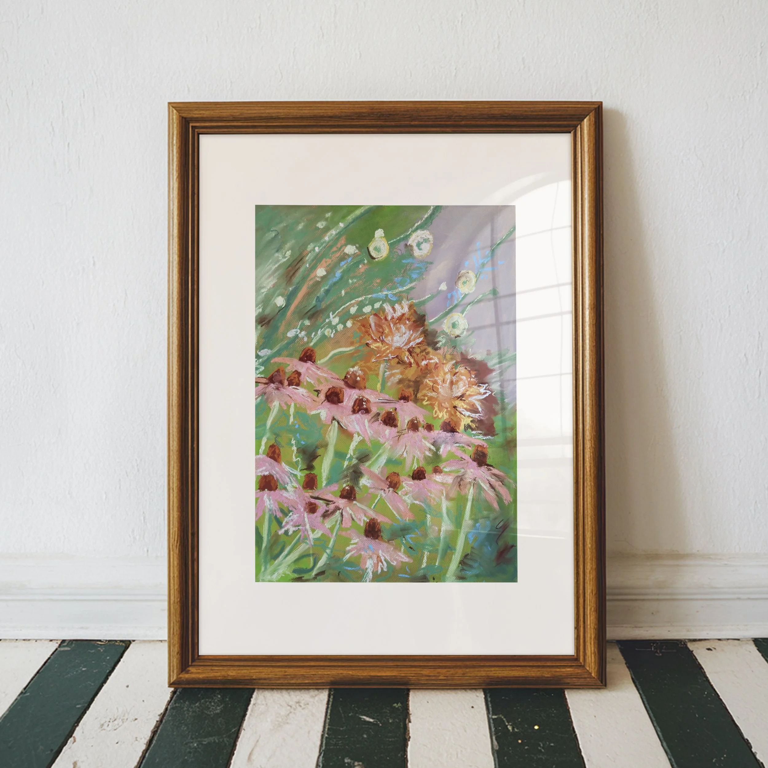 Coneflowers Southern Flower Pastel Painting_Avery Ches Framed Print.jpg