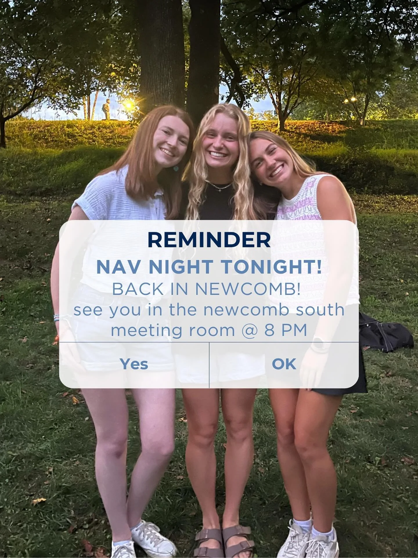 NAV NIGHT IS TONIGHT!! 🪩🎉we are back in Newcomb this week talking about the attributes of God! See you at 8 PM.