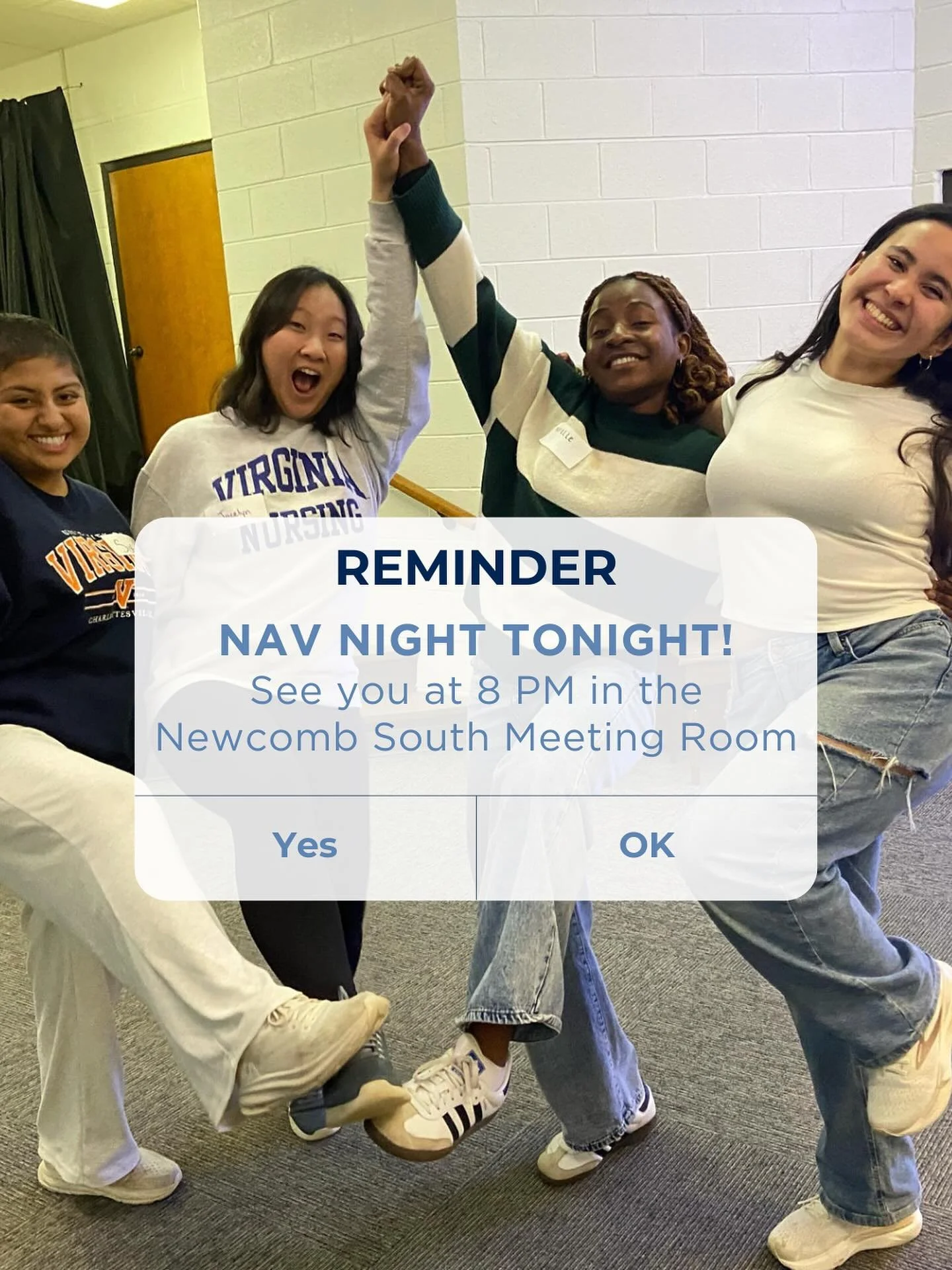 SEE YOU AT NAV NIGHT! 
Join us at 8 PM in the Newcomb South meeting room for some time of fellowship, encouragement, and snacks!!