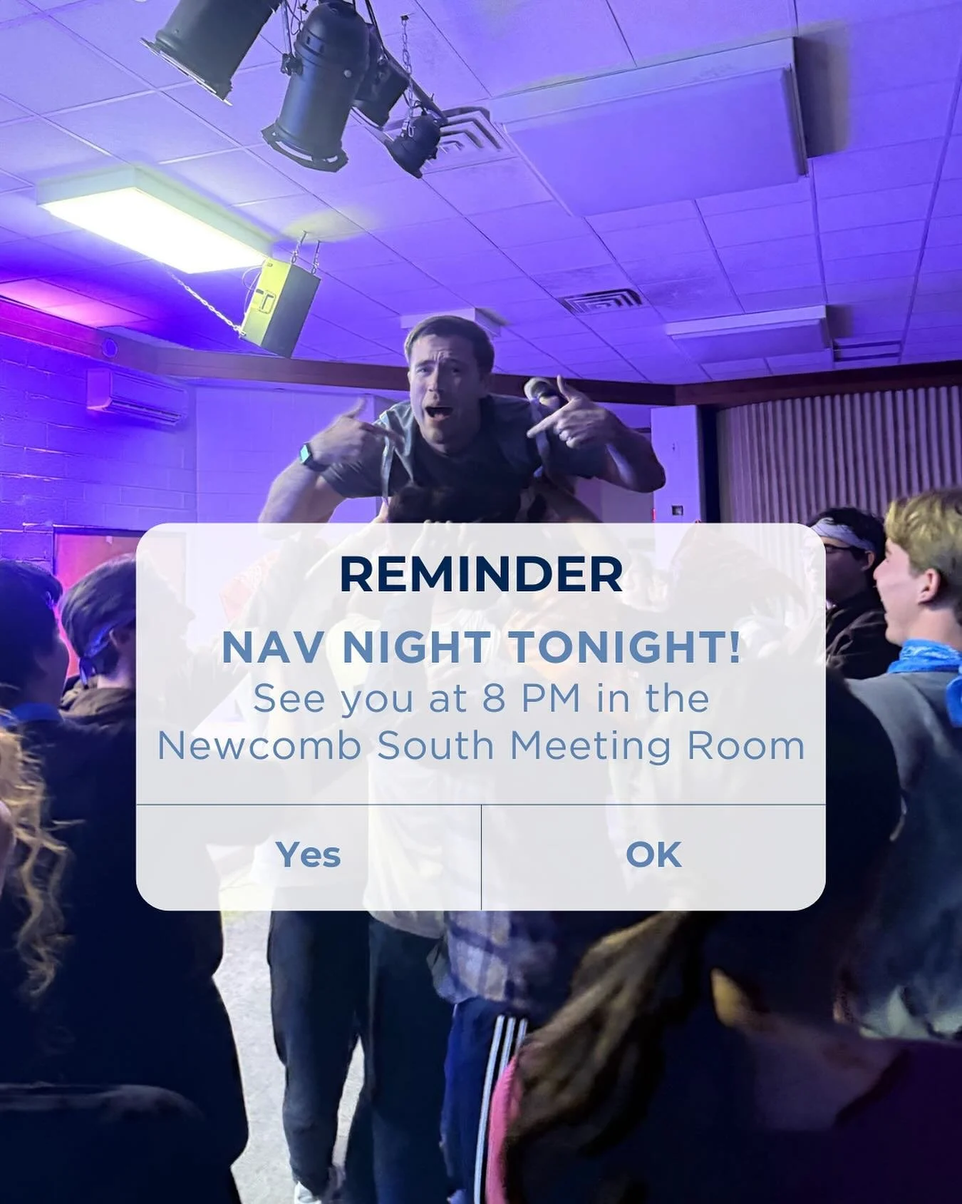 See you at nav night tonight at 8 PM!! We are going to be talking about the Holy Spirit! 

📍Newcomb South meeting room @ 8 pm