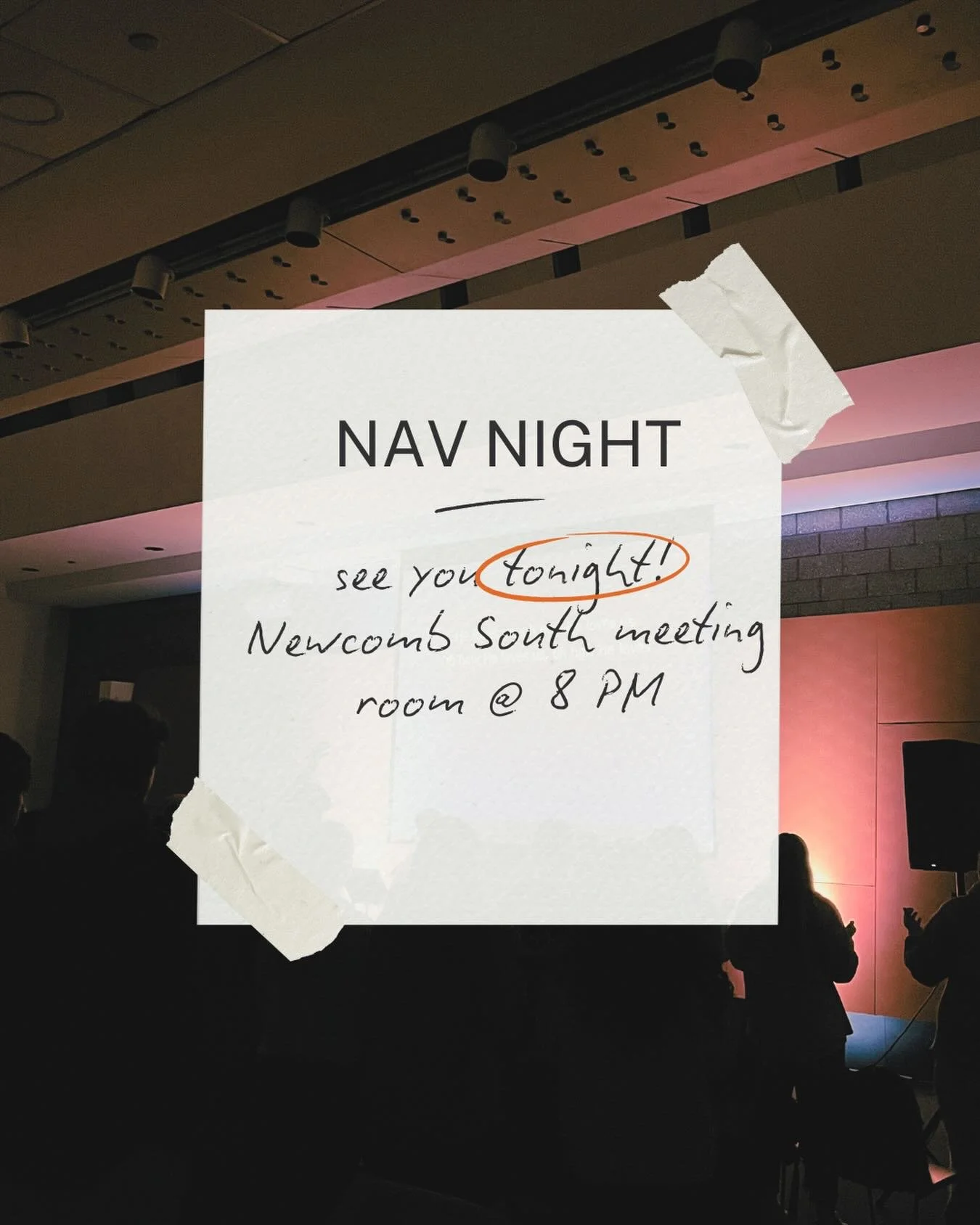 Nav night = the best night! See you in the Newcomb South meeting room at 8 PM! Pastor Jason from @porticocville will be sharing with us tonight, you don&rsquo;t want to miss it!!