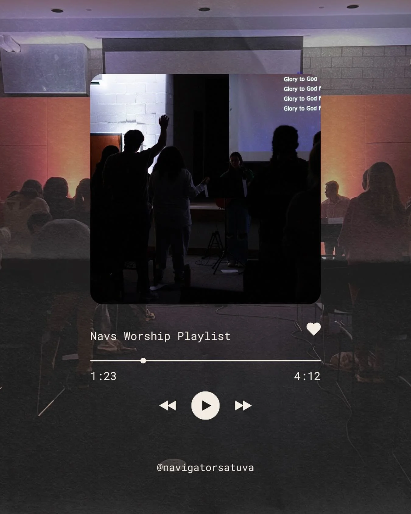 Big worship news!! Thanks to @snrepak04 we now have a playlist full of all the songs we sing at nav night! Head to the link in our bio to listen!!