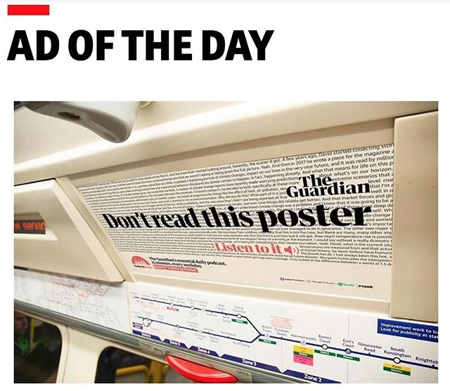 Thanks @campaignmagazine our ad for @guardian’s essential daily podcast ‘Today in Focus’ was ad of the day today in Campaign. It’s running for the next couple of weeks on the tube in London.