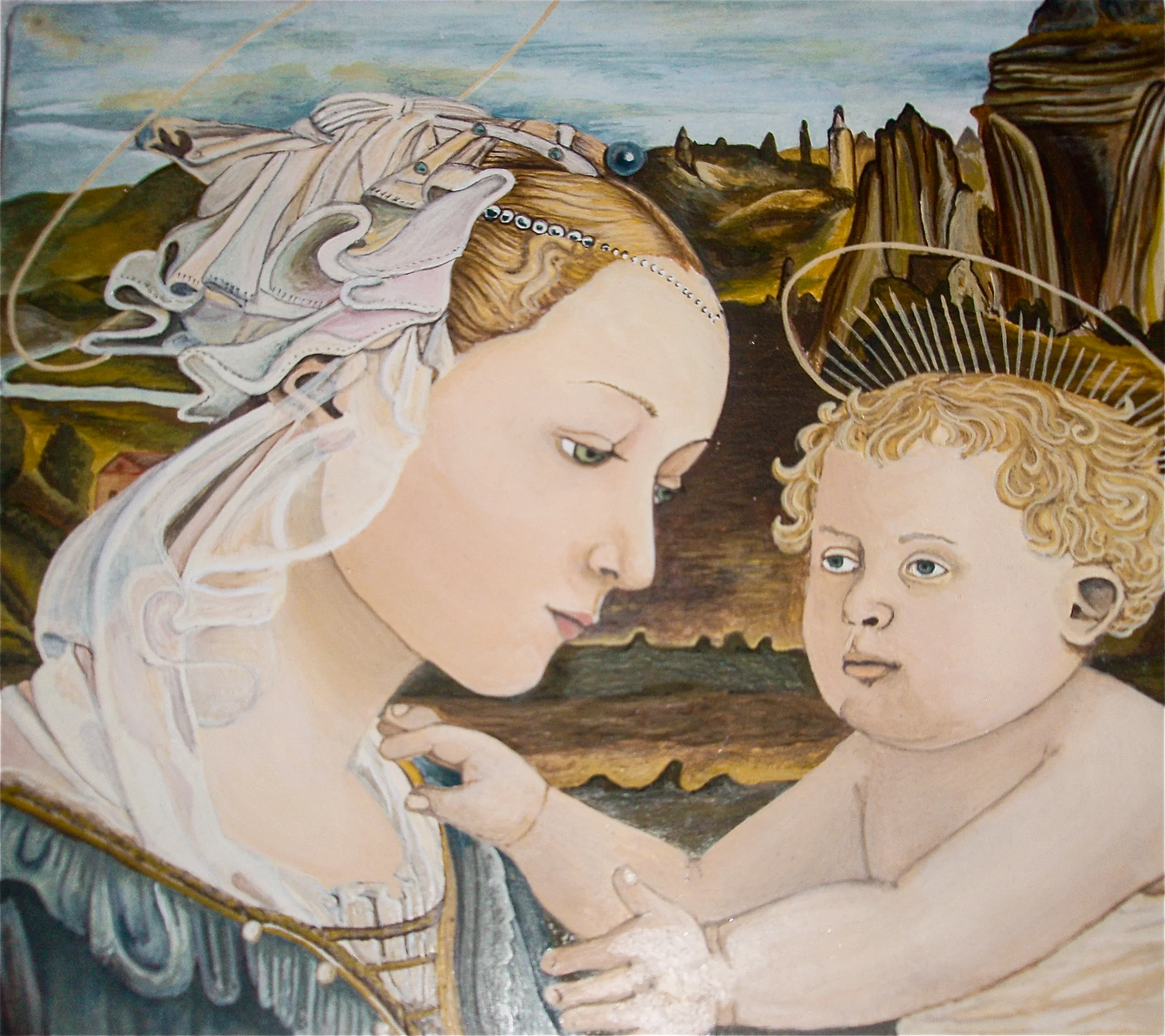 Mother and Child, tempera painting