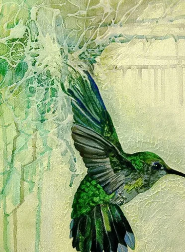 "you're my hummingbird" mixed media