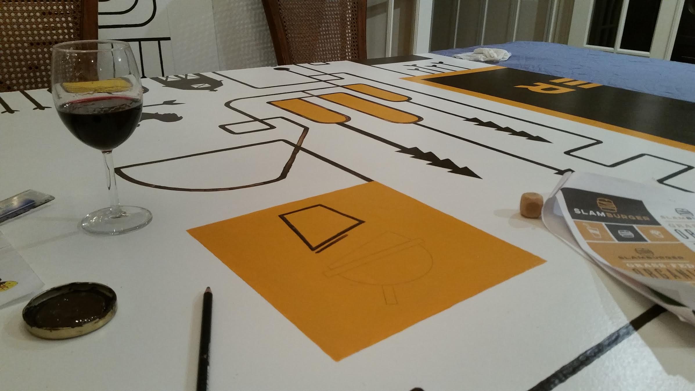 bringing in hints of logo to the mural