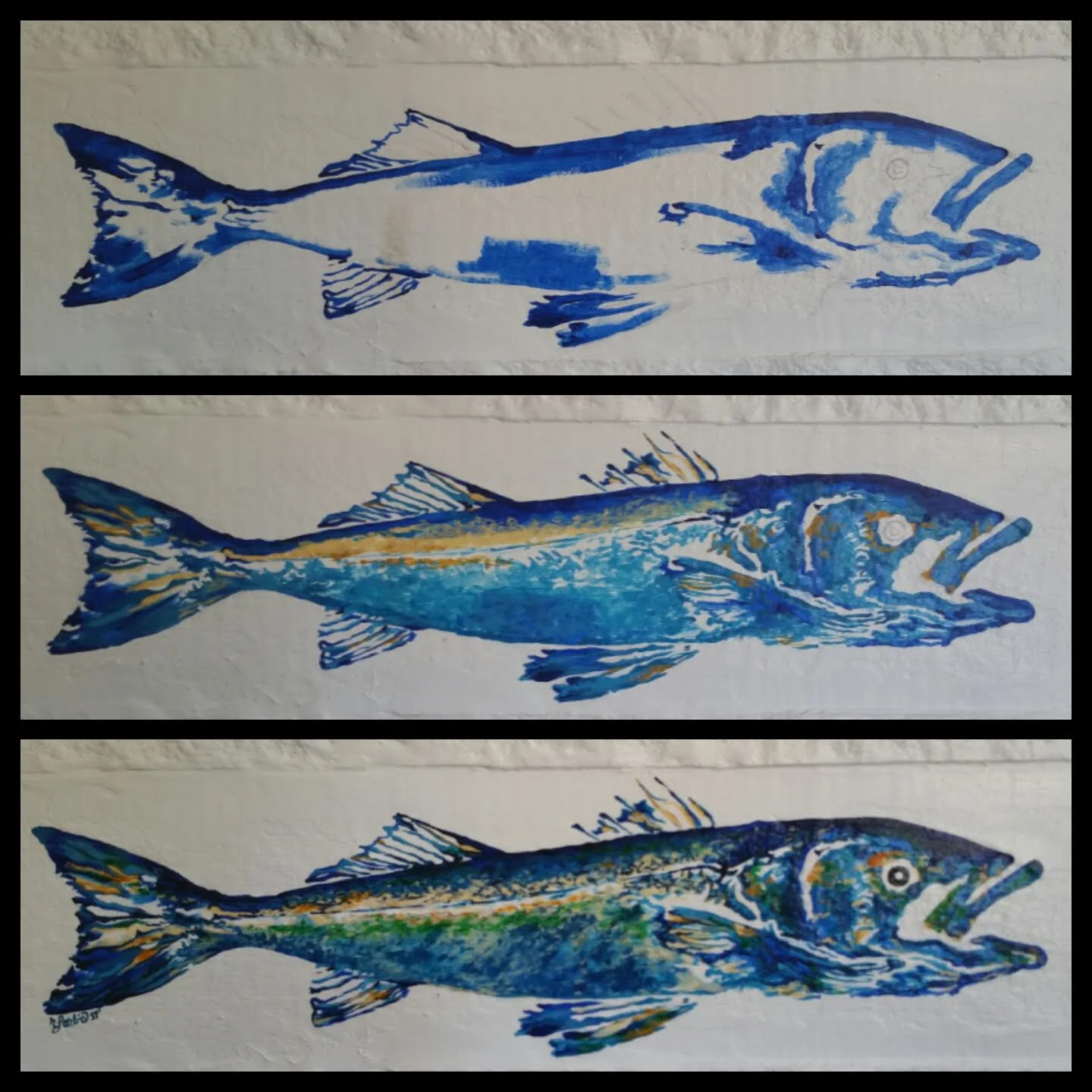 Rainbow Trout Progression on fireplace