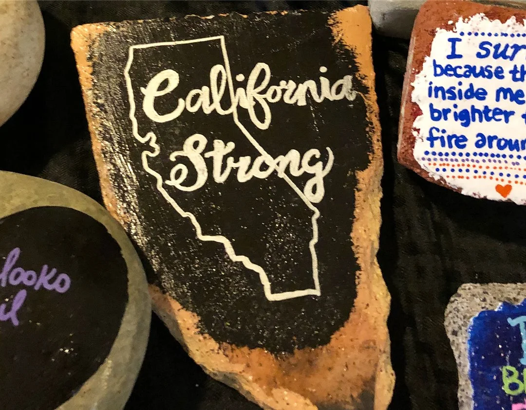 Painted on a piece of stone from the fire