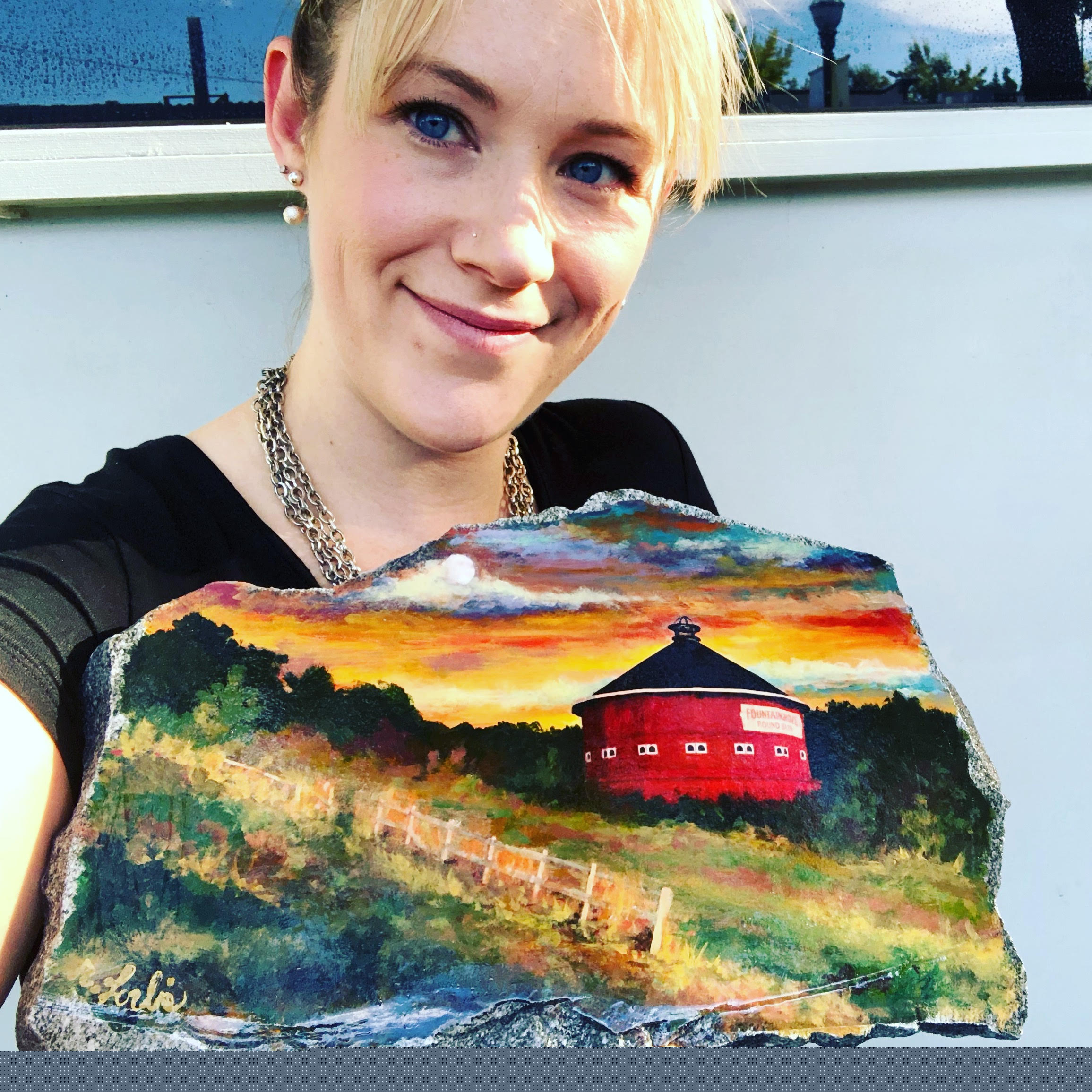 Painted on a stepping stone