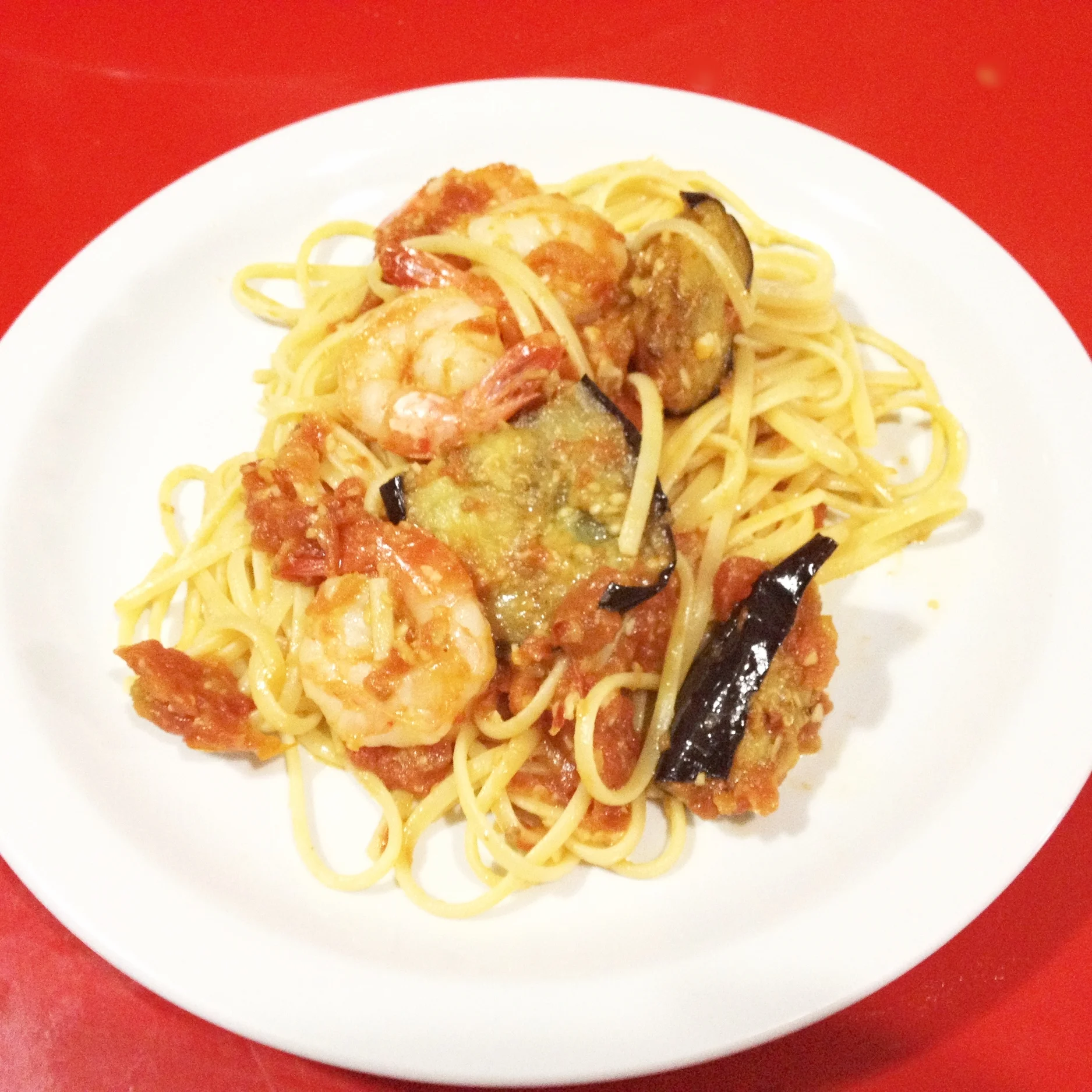 Shrimp and Eggplant with Spicy tomato 