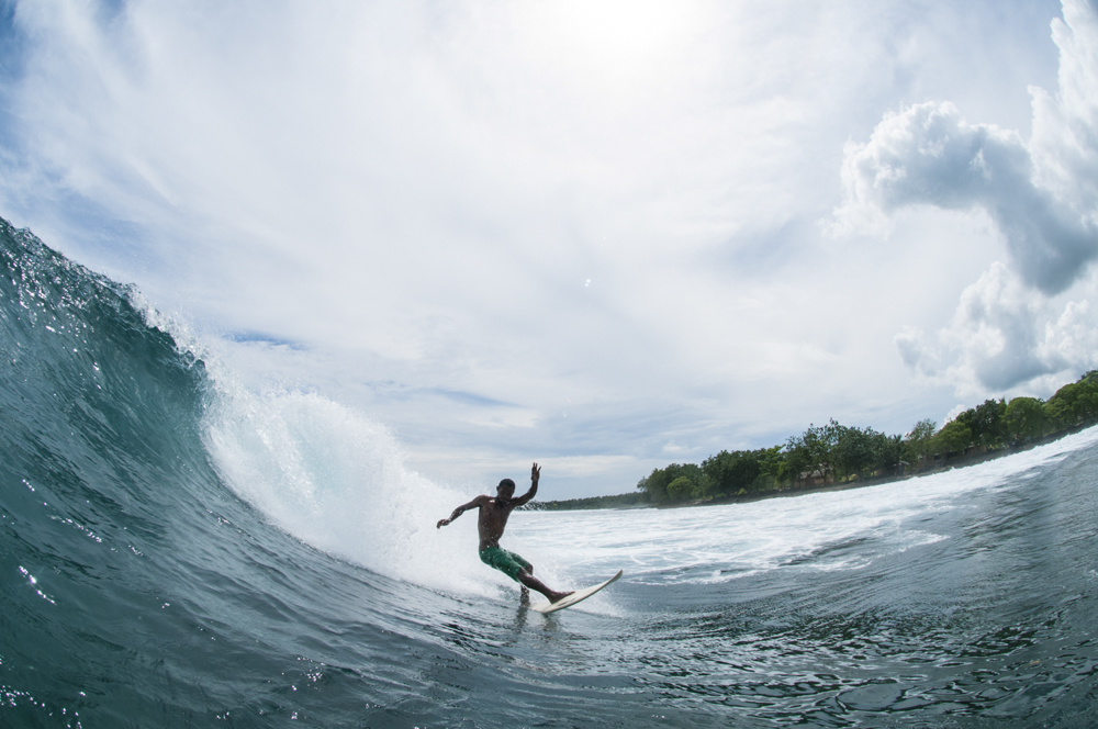 Jeberdi, enjoying his quota out front of Tupira Surf Club.