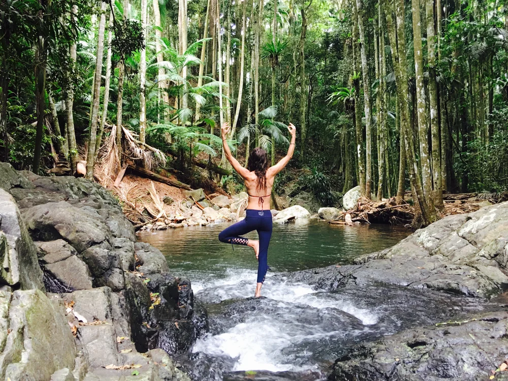 Full vegan power. In Divine Goddess Yoga Products leggings that are the BEST for weekend hikes.