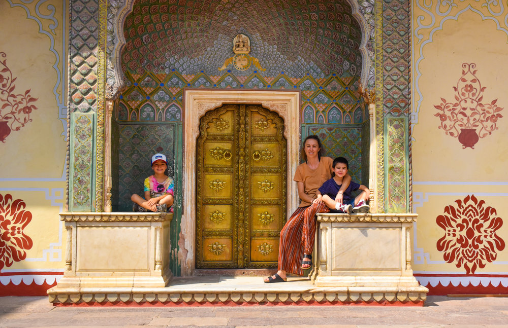 Family at the Jaipur City Palace India