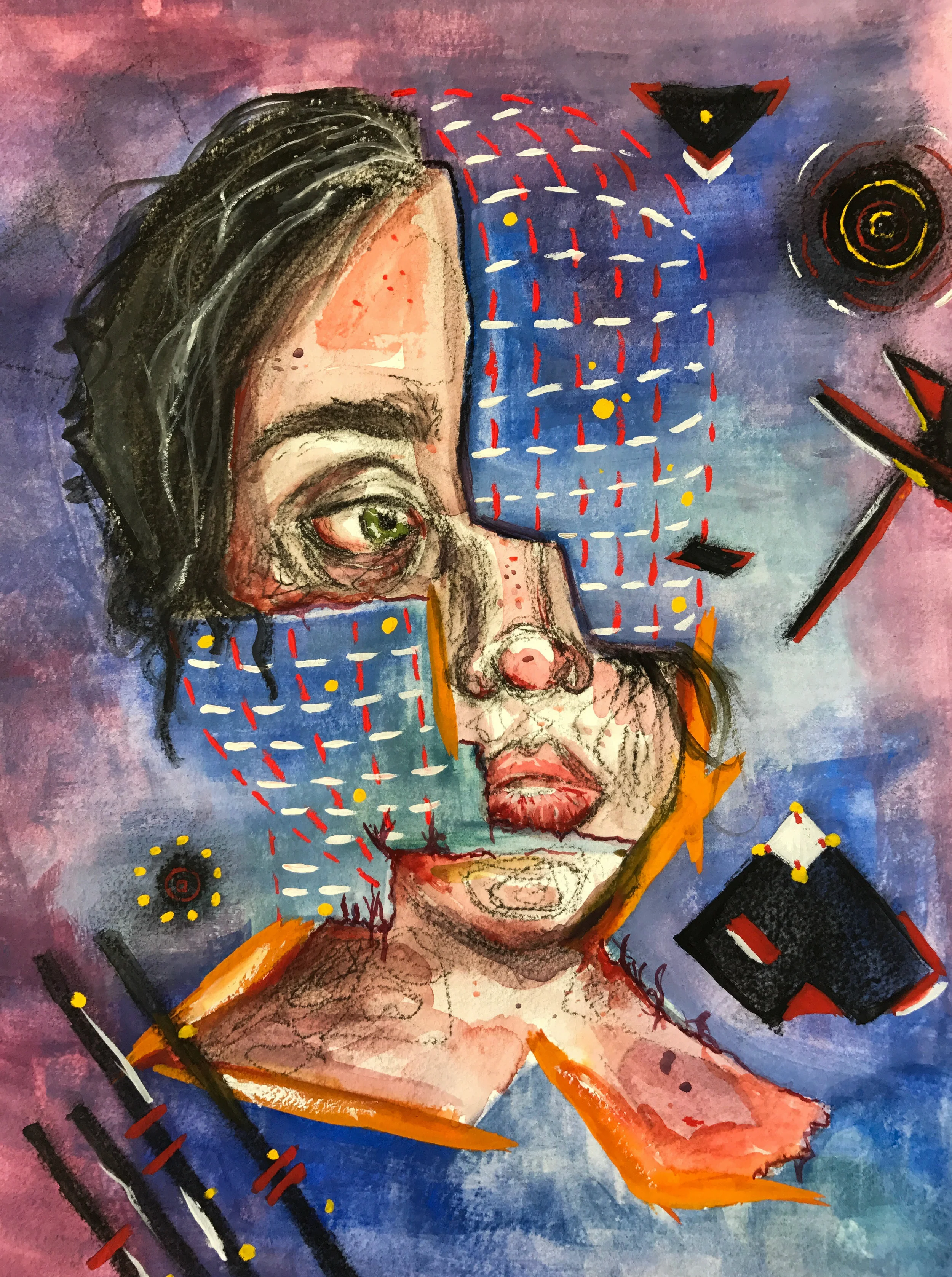 Assignment: Self-portrait Mixed-media on paper Fall 2017