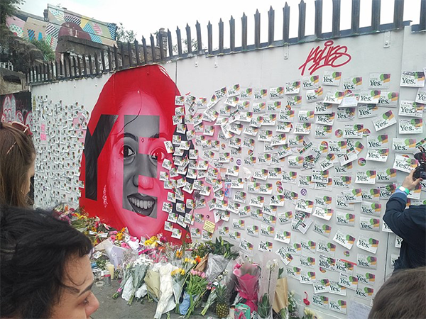 Figure 4 - A mural in memory of Savita Halappanavar and in support of a yes vote in Dublin in the days leading up to the referendum