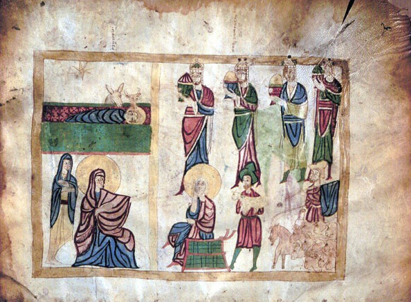 The Nativity, by Evargis the priest, 1038, Gospel of Taron, ms6201 Matenadaran collection.jpg