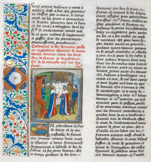 Painting of King Levon V meeting Richard II of England from one the BL Royal manuscripts