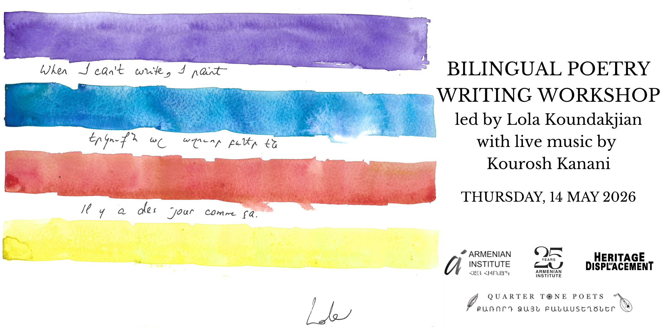 Bilingual Poetry Writing Workshop with Lola Koundkjian