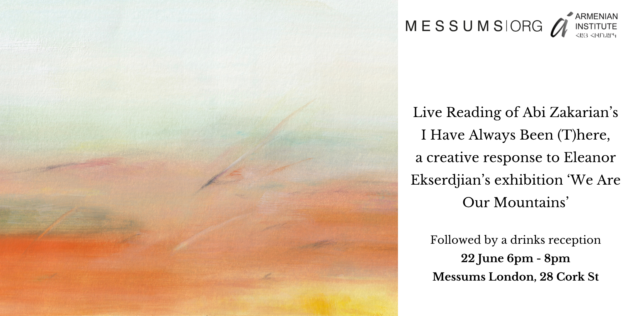 Live Reading of Abi Zakarian’s I Have Always Been (T)here, a creative response to Eleanor Ekserdjian’s exhibition ‘We Are Our Mountains’