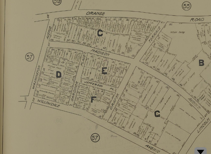  Clipping of 1928 Tax Map of Montclair 