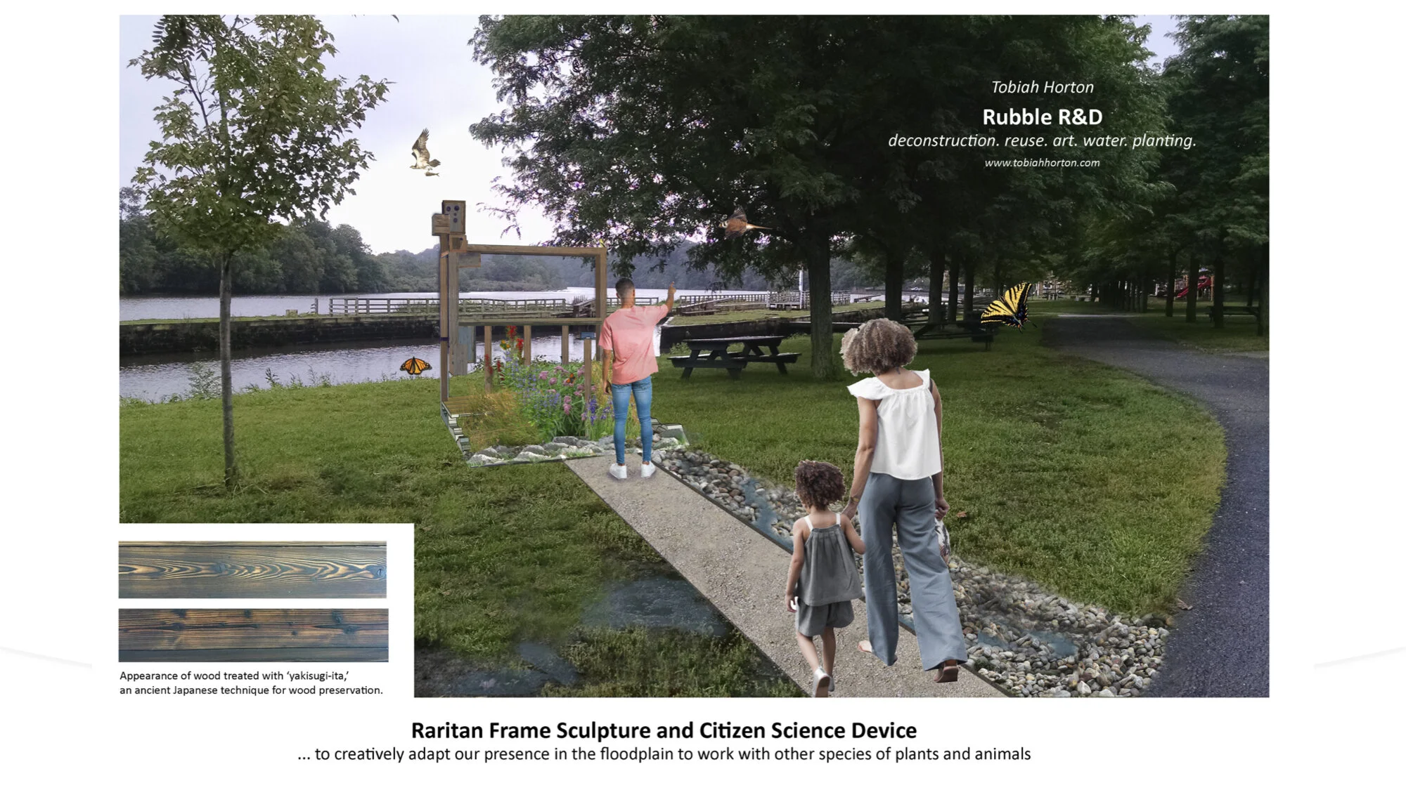 Tobiah Horton’s rednering of the first #LookForTheRiver Frame sculpture which will be installed in 2020 in Boyd Bark in New Brunswick. The goal is to created frames sculptures throughout the watershed.