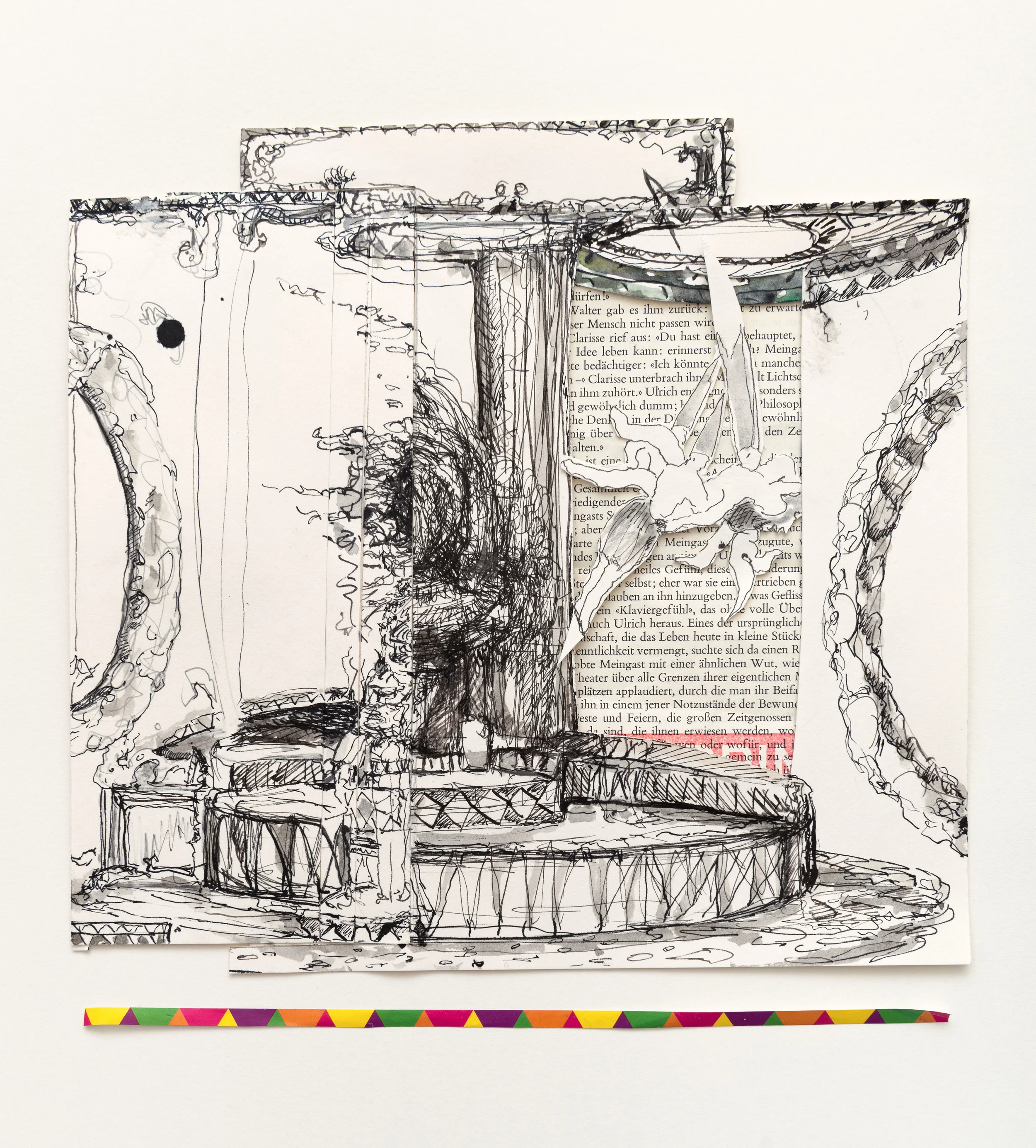 Valérie Favre, "Ghost", encre de chine, aquarelle, divers papiers, 25,5 x 25 cm, 2015/2016
