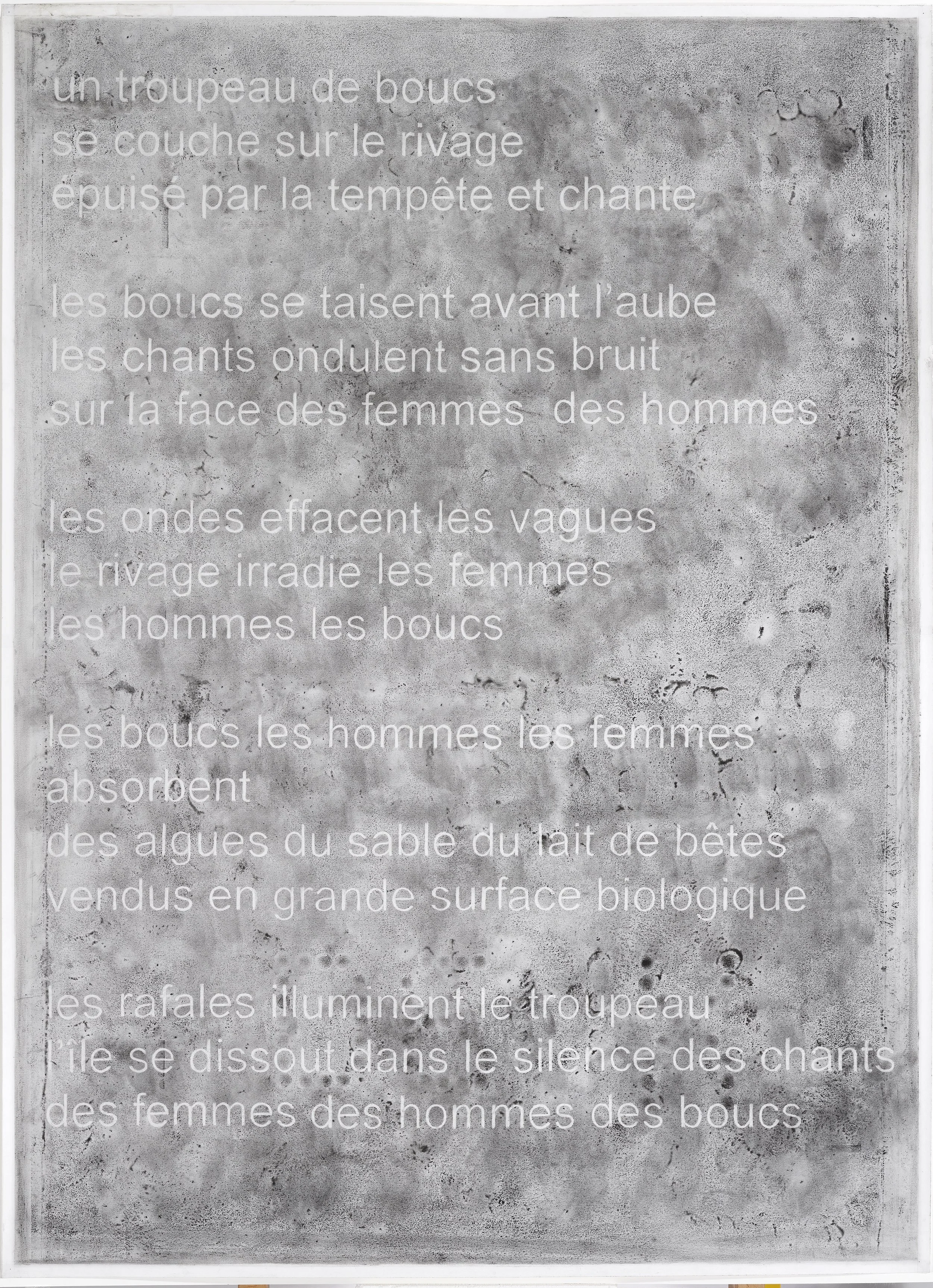 Alain Huck, "Le Chant des Boucs", fusain sur papier, 110 x 150 cm, 2016