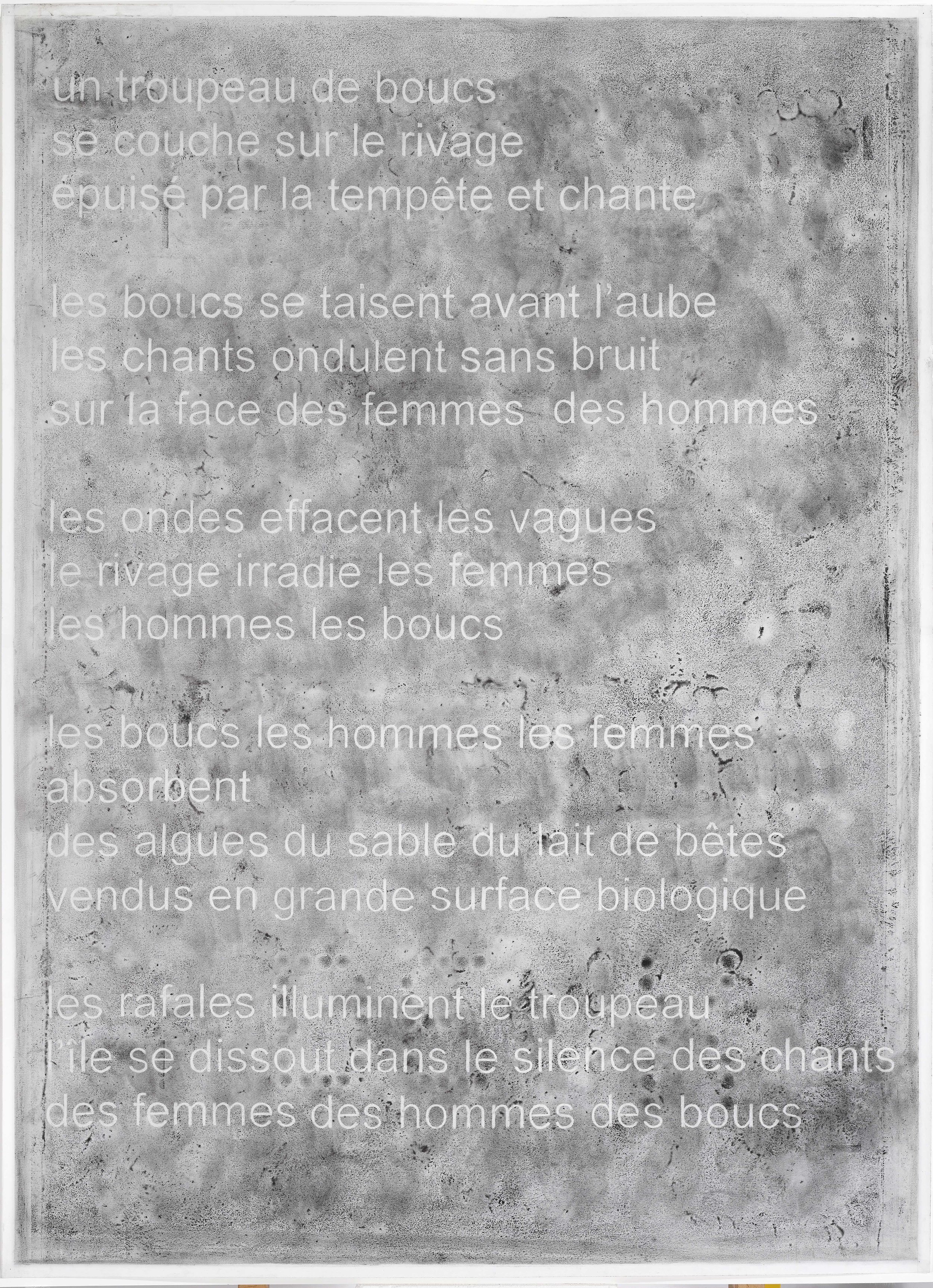 Alain Huck, "Le Chant des Boucs", fusain sur papier, 110 x 150 cm, 2016