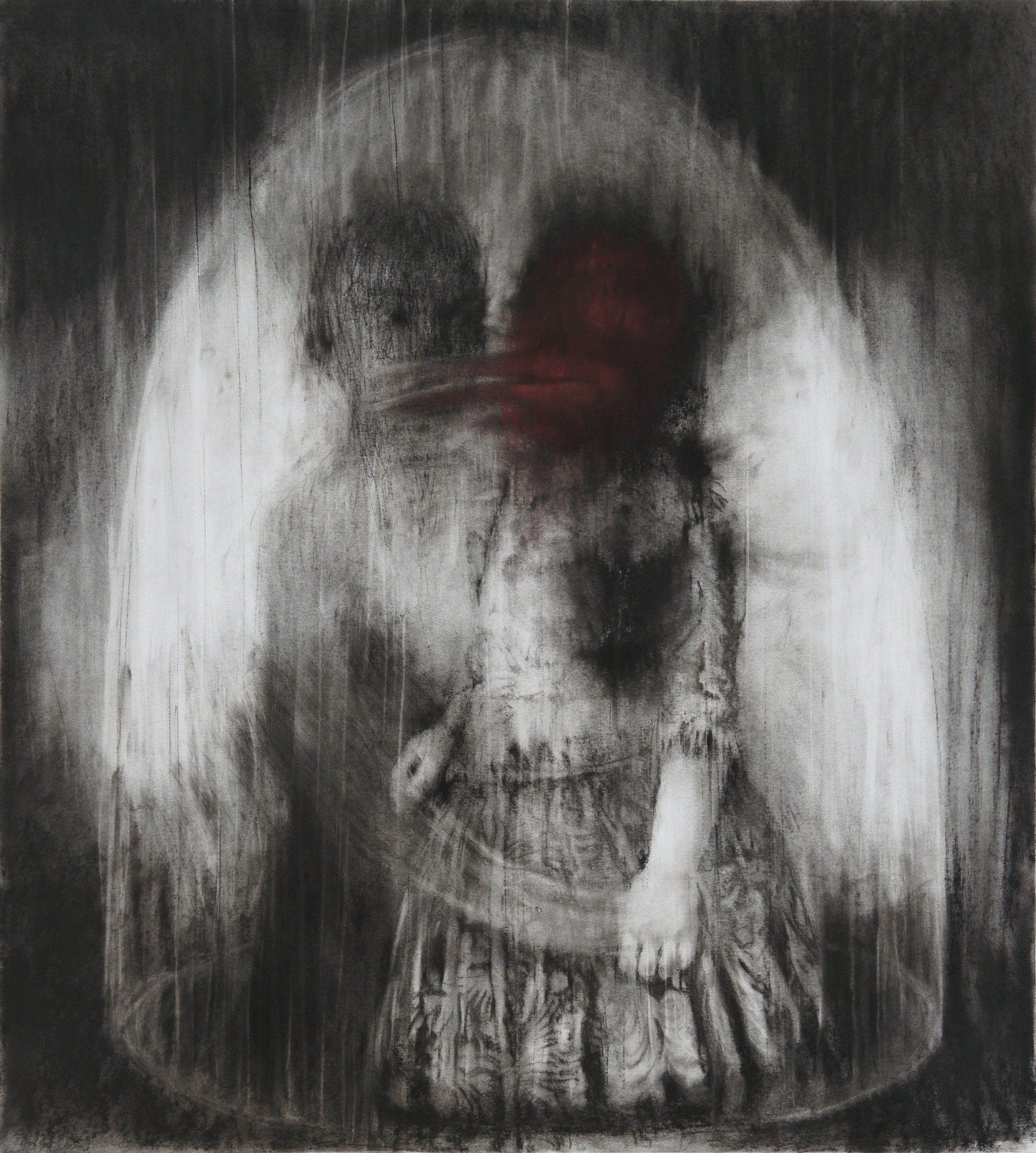 Guy Oberson, "Electre et Oreste", pierre noire et craie sur papier, 104 x 94 cm, 2016